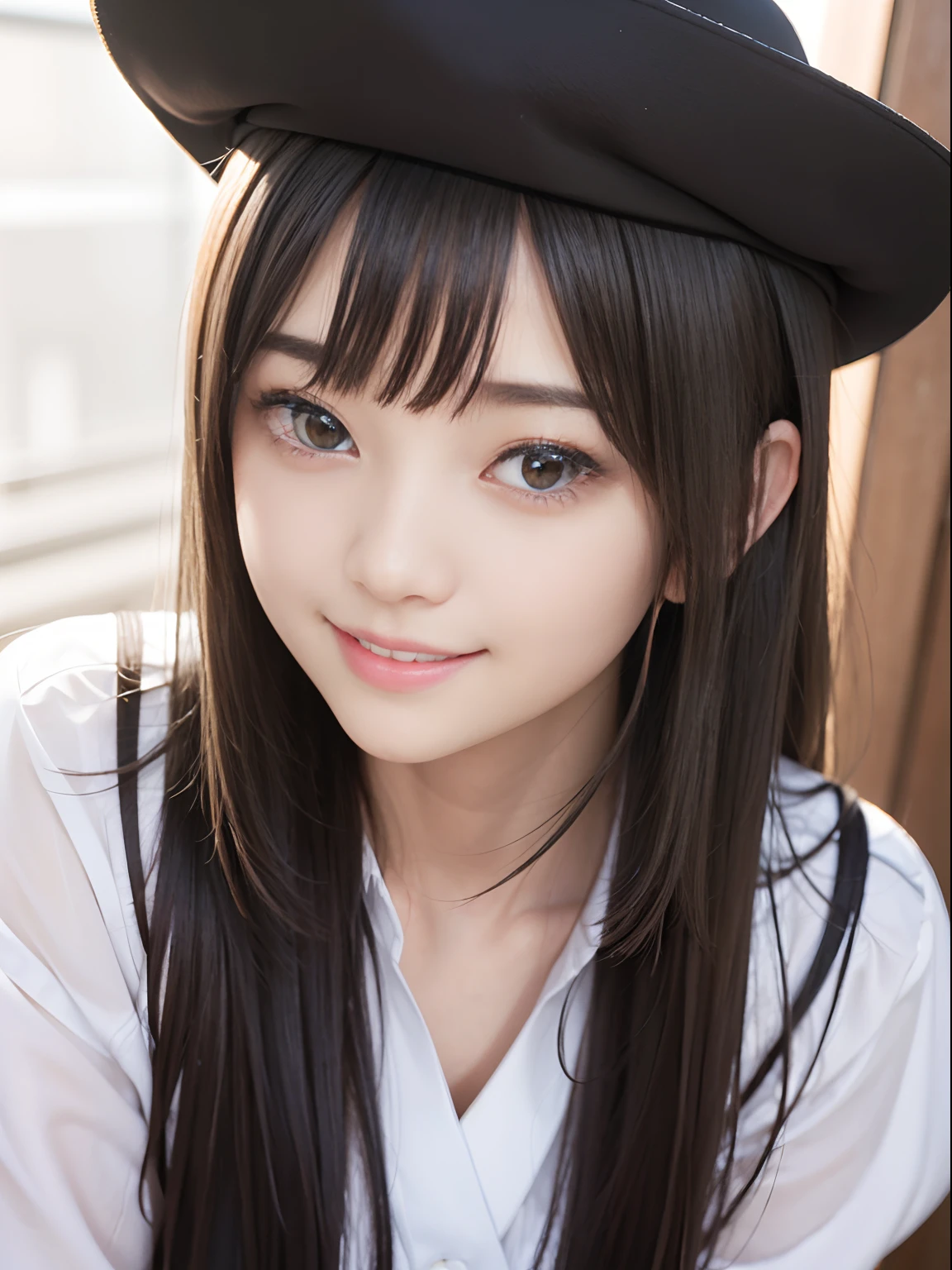 Multi-angle、top-quality、full body, ((Facing straight ahead))、soft light、(depth of fields)、超A high resolution、(Photorealsitic:1.4)、Raw photography、Ambient Occlusion、a straw fedora hat、(())、((a small face))、ren、1girl in, Swollen eyes、(Dark blonde hair:1), (A smile:1.2), (dark brown eyes,catchlight), Fine skin,(excellent、masterpiece)、beautidful eyes、Harmonious facial features、masterpiece, The highest image quality, hightquality, beautiful a girl, japanes, Japan schooldetaileds, A detailed eye, Detailed skin, Beautiful skins, 超A high resolution, (Realistis:1.4)、Beautiful skins, (Dark blonde hair:1)、Longhaire、Pattsun bangs、 (A hyper-realistic), (illustratio), (hight resolution), (8K), (ighly detailed), (The best illustrations), (beautifully detailed eyes), (ultra-detailliert), (wall-paper), (详细的脸), looking at the viewers, finely detail、A detailed face、pureerosfaceace_v1、A smile、((Opening Mouth:1.2))、((Show your teeth and smile))、Looking straight ahead、Looking straight ahead、angle from waist up、photos realistic、Bright lighting、profetional lighting、