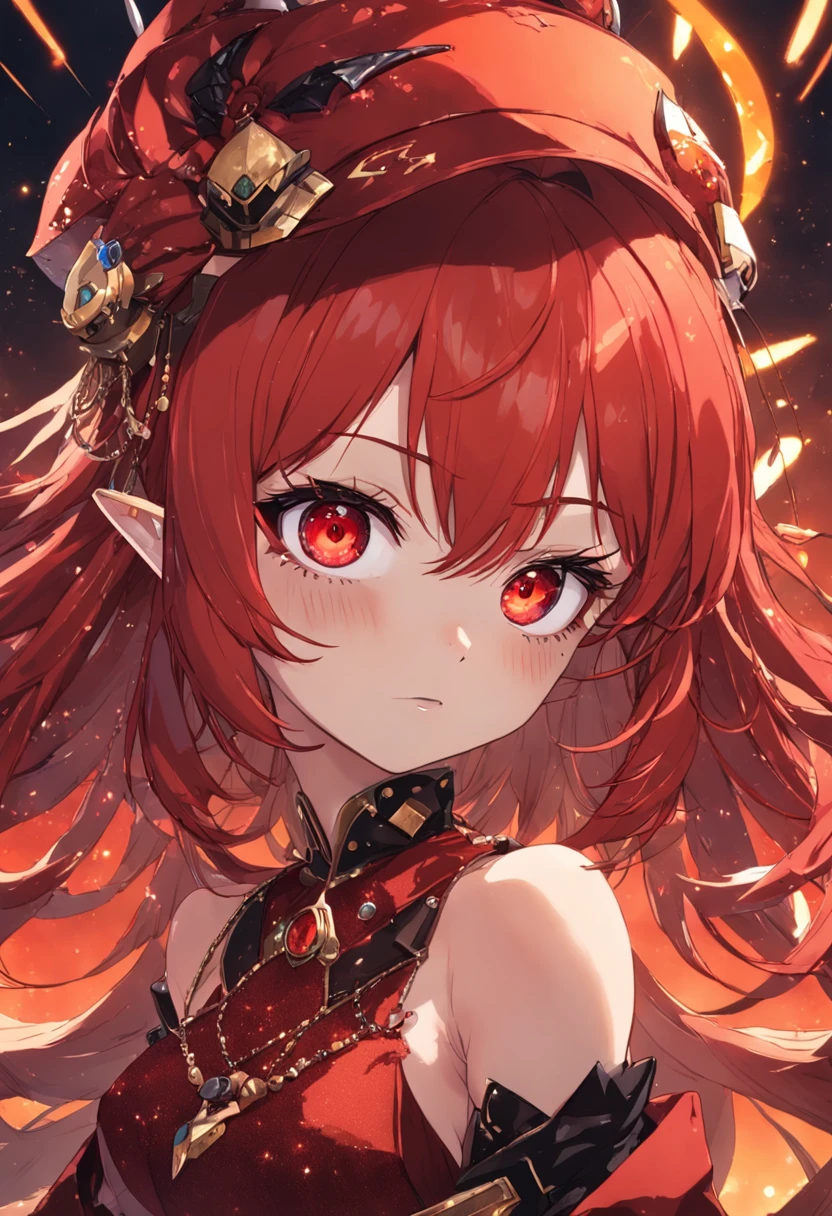 (masterpiece), (best quality:1.4), (perfect anatomy:1.4), high quality, expressive eyes, portrait, detailed face, beautiful face, perfect face, {1 girl}, Rhode appears as a delicate and ethereal creature, her skin luminous with a faint glow reminiscent of moonlight. Her hair is a vibrant shade of red, cascading in loose waves around her shoulders. Her eyes, hazel and glowing softly, seem to hold the wisdom of the ages. The most striking feature of her small fairy form is the pair of rabbit ears that adorn her head, resembling those of a mountain hare. These ears twitch and swivel, attuned to the slightest sounds of the forest.
