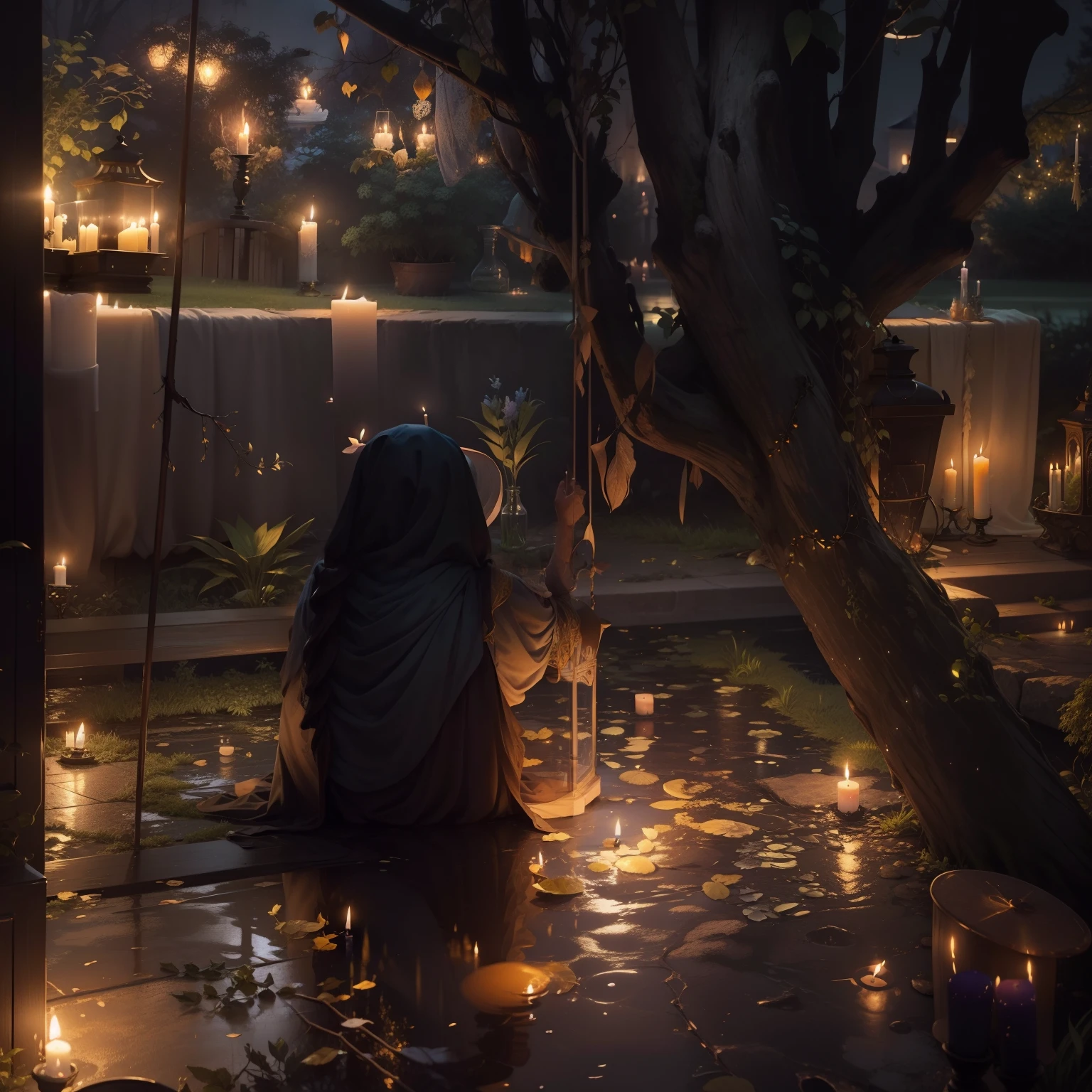 Moonlight with candles