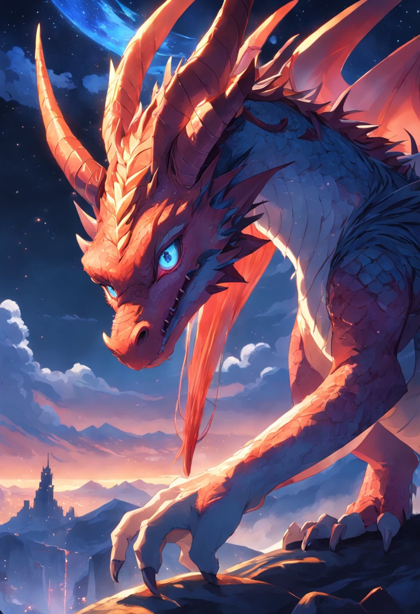 Kizi,redheadwear,Dragon's horn,starrysky,Faraway view