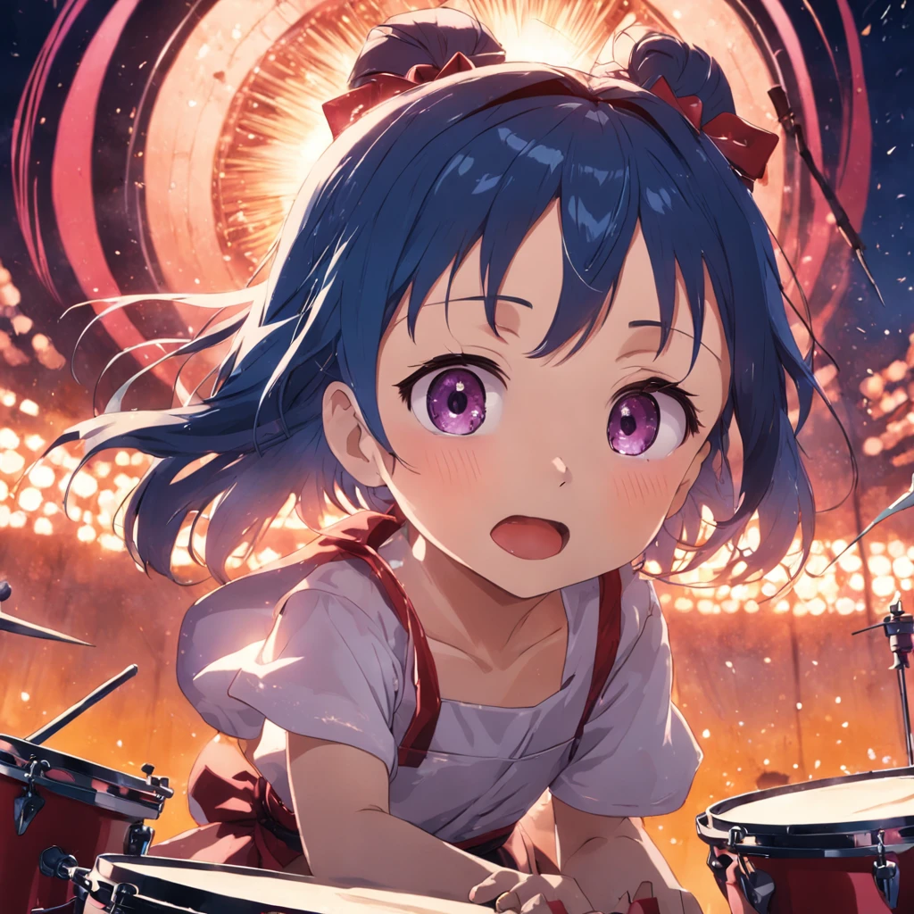 tmasterpiece,best qualtiy,cinematic Film still from,closeup cleavage,brightly,cheerfulness, 5-6 play drums
