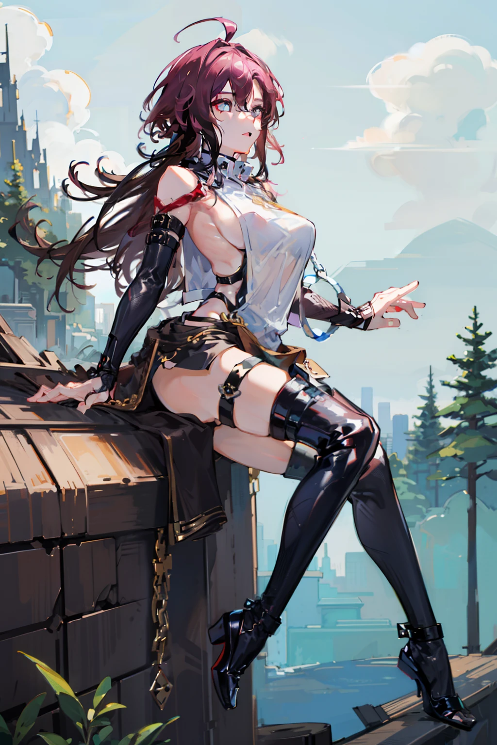 Illustration, UHD, retina, masterpiece, accurate, anatomically correct, super detail, high details, high quality, award winning, best quality, highres, good anatomy, 1080P, HD, 4K, 8k, 16k, 1girl, dynamic pose, androgynous, full body detailed eyes, detailed clothes, detailed hair, rendering, women, nice legs, side breast window, big breast, booty shorts