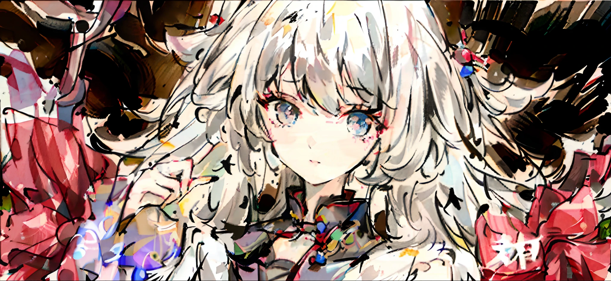 Princess cut, Hair fluttering, tmasterpiece, Soft hair, long whitr hair, 美丽细致的眼睛, schoolgirls, Dappled light and shadow, By bangs,Gray pupils,1080p
, long eyelasher, Japanese-style architecture, ultra-wide-angle, teens girl