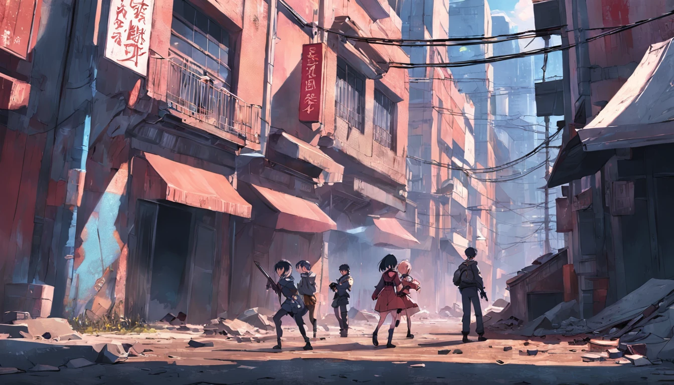 A squad fights in the streets in an abandoned city