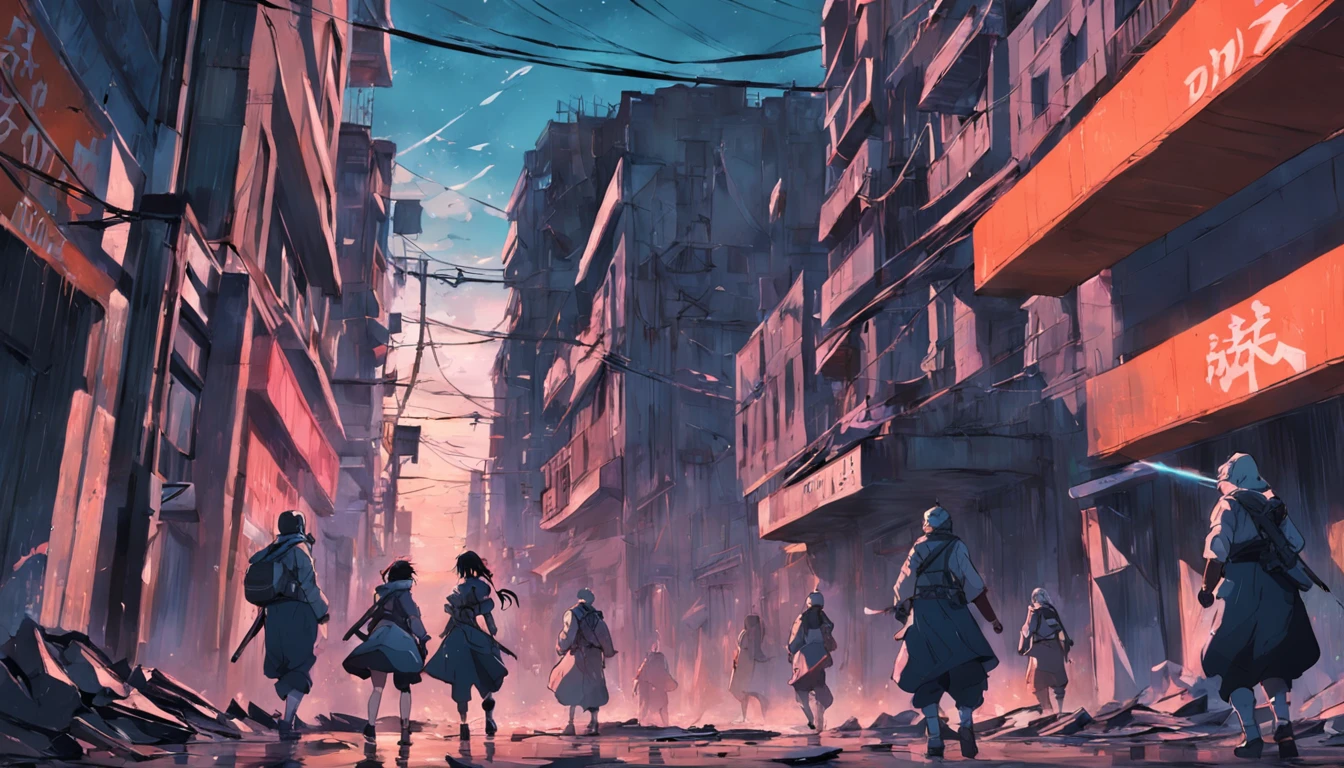 A squad fights in the streets in an abandoned city