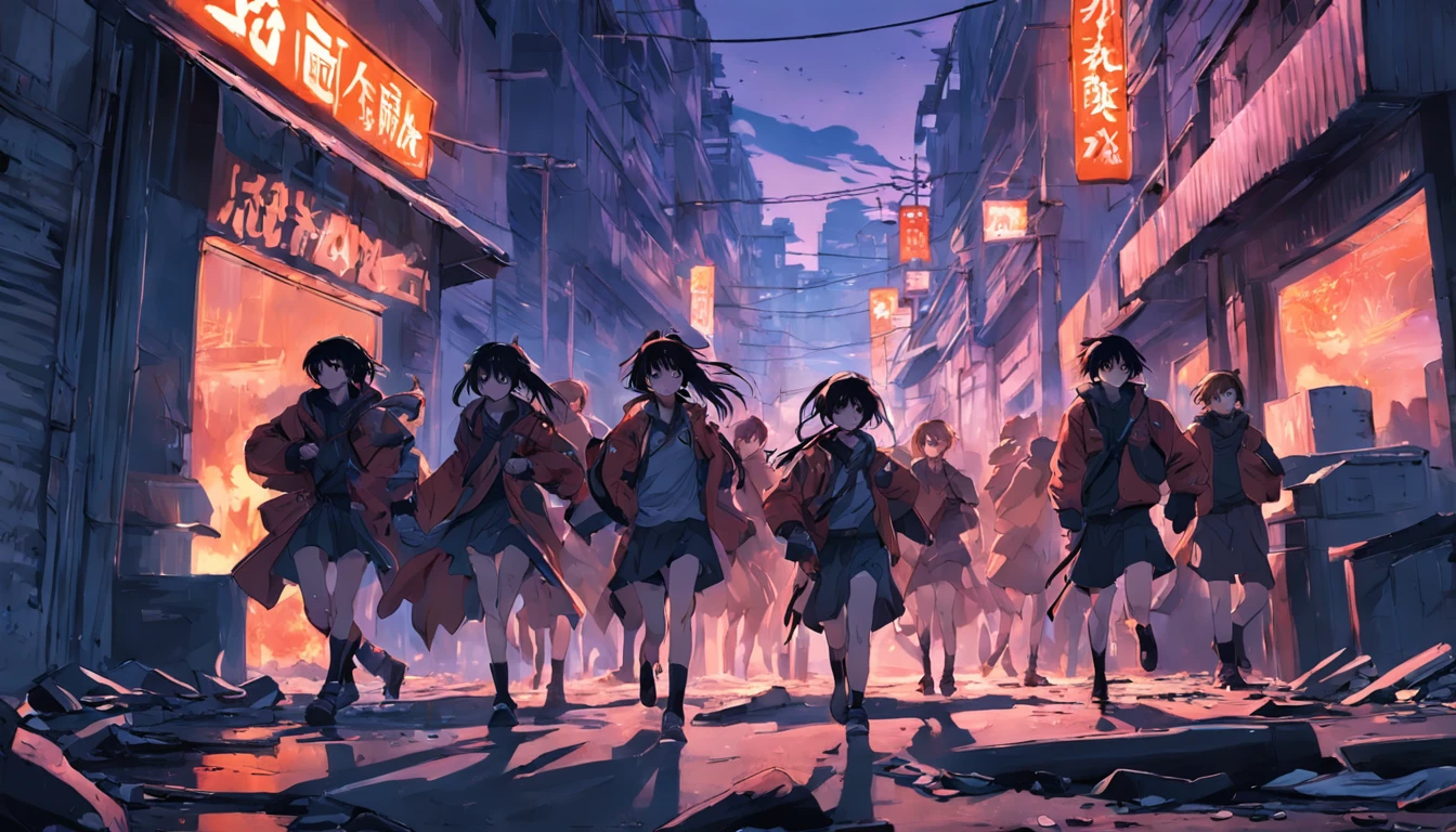 A squad fights in the streets in an abandoned city