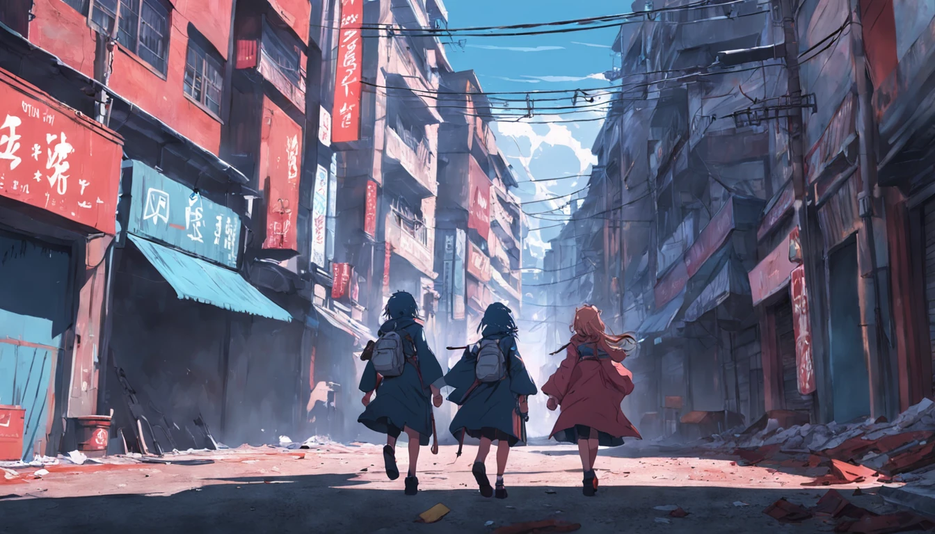 A squad fights in the streets in an abandoned city