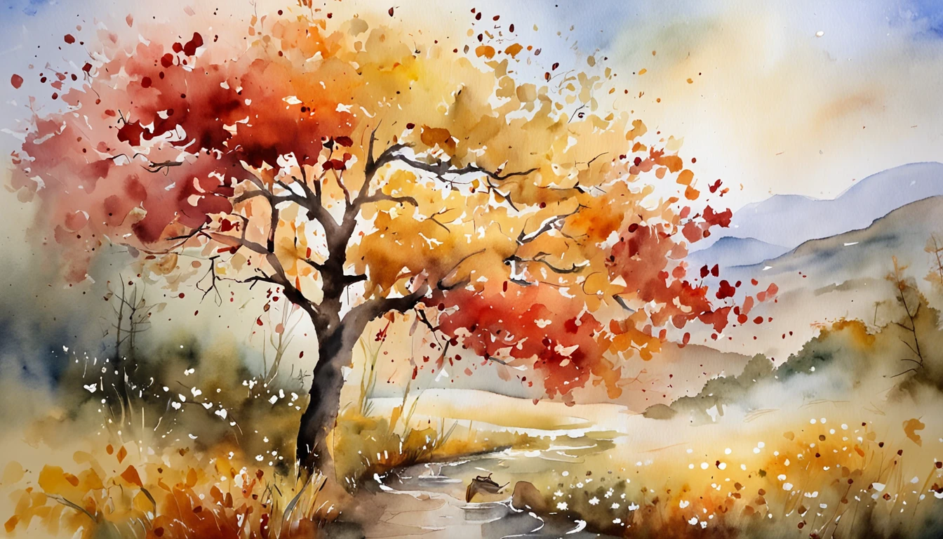 （Unicorn：1.5)，China-style，Streamers flutter around the deer，There are horns and leaves，​​clouds，mont，red colour，golden colored，amarelo，Warm white，unmanned，8K high-definition，high qulity，