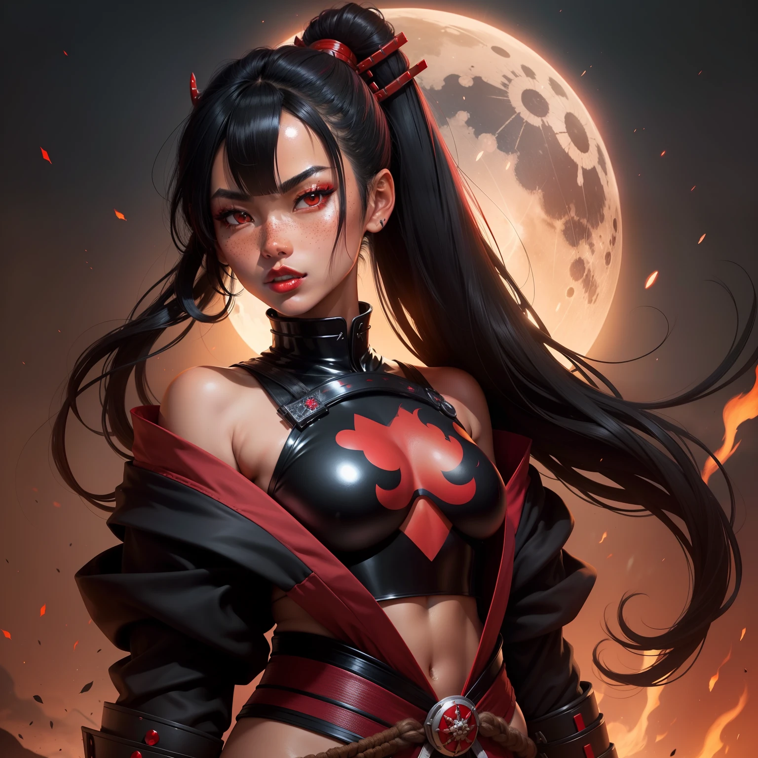 (((red checkered pattern, branco e preto))), (((cabelo curto loiro))), The most powerful girl on the planet with an aggressive evil dragon outfit, arms with scale textures, fogo saindo dos cabelos longos, Agilidade, pose de lutadora, expression of hatred on the face, melhor qualidade, high resolution, action pose, corpo inteiro, cabelo vermelho