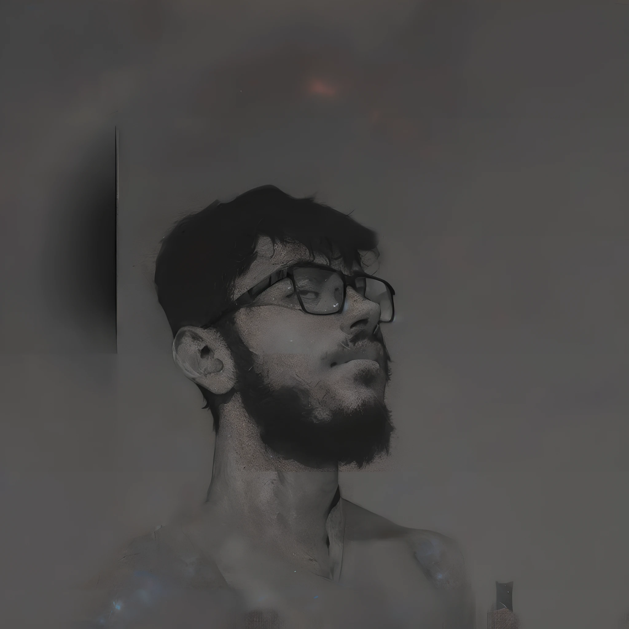 Draw a young programmer, sitting on a research platform floating in the middle of an asteroid belt. He is studying with a notebook, surrounded by several asteroids glowing with fiery auras. Dramatic lighting from distant stars and planets illuminates the scene, casting deep shadows on the suit.