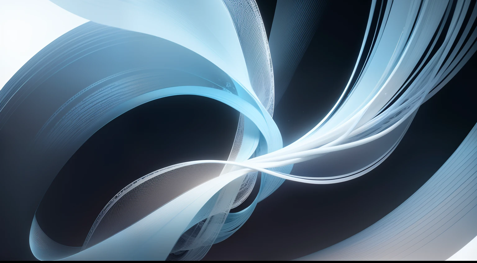 a light black background and tiny wavy smoke threads in light (blue and white) colors gradient, full screen