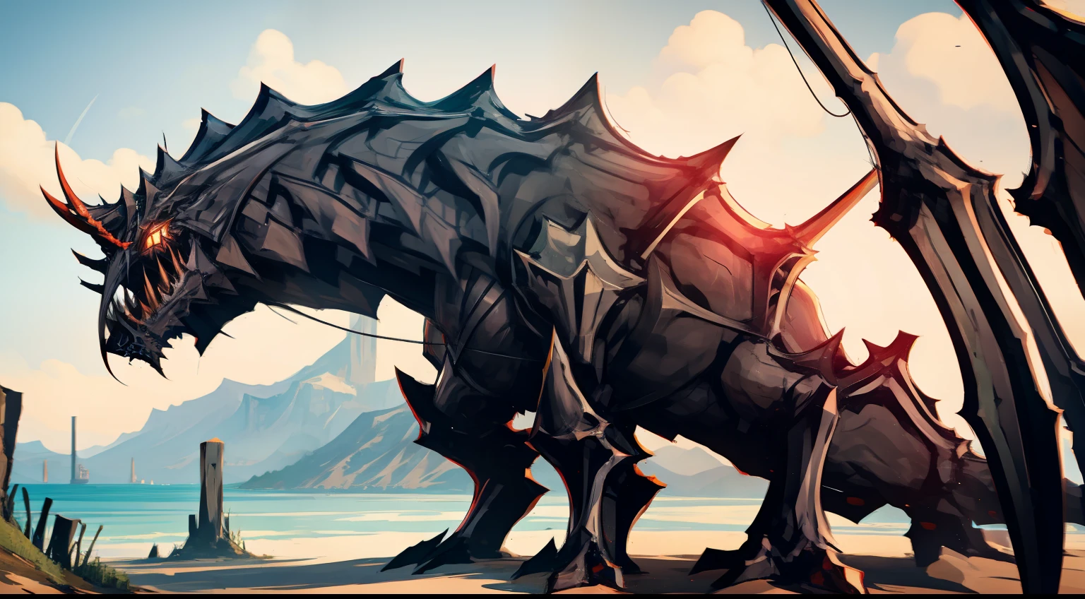 monster, scenery, dragon