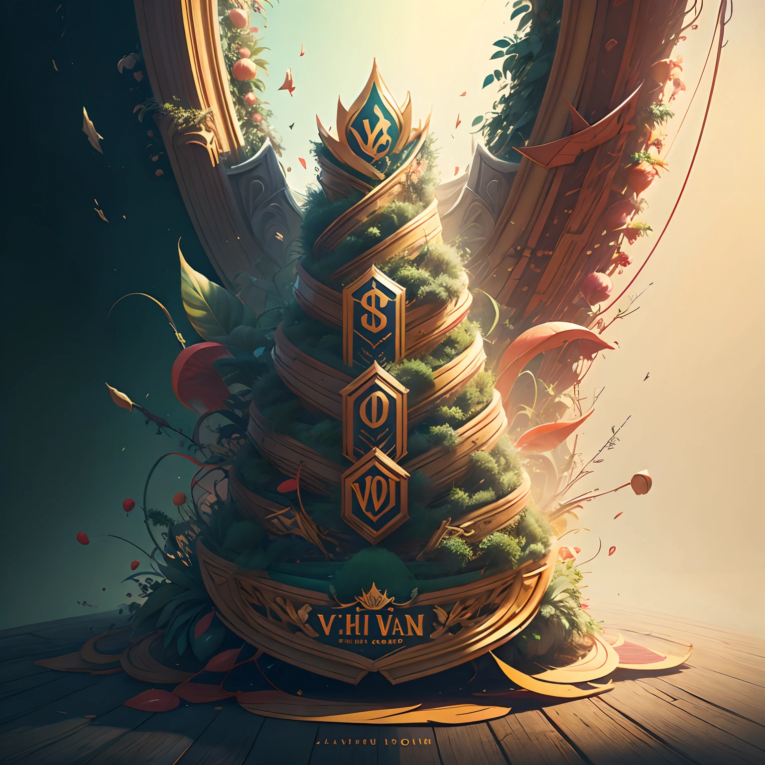 Create an emblem symbolizing the growth and progress of VBSC - Vietnam Business Styling Community in its mid-journey stage. Use vibrant colors and innovative typography to make an impact