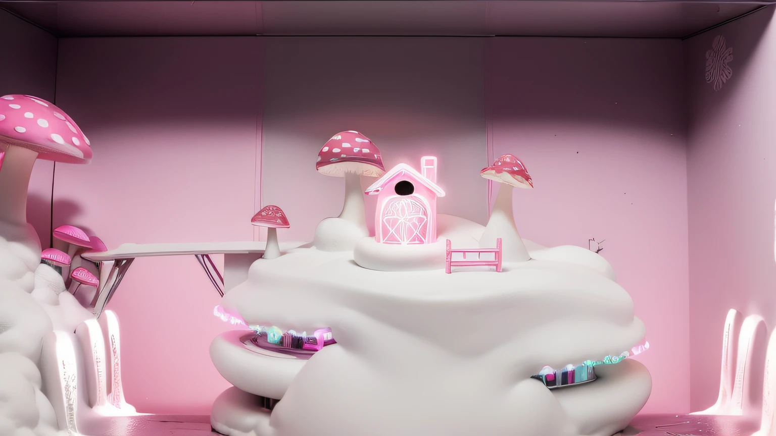 maquete. Neon dark pink mushroom. maquete. Neon Mushroom. Neve branca. maquete. neon light. cotton. maquete. dark pink mushroom.