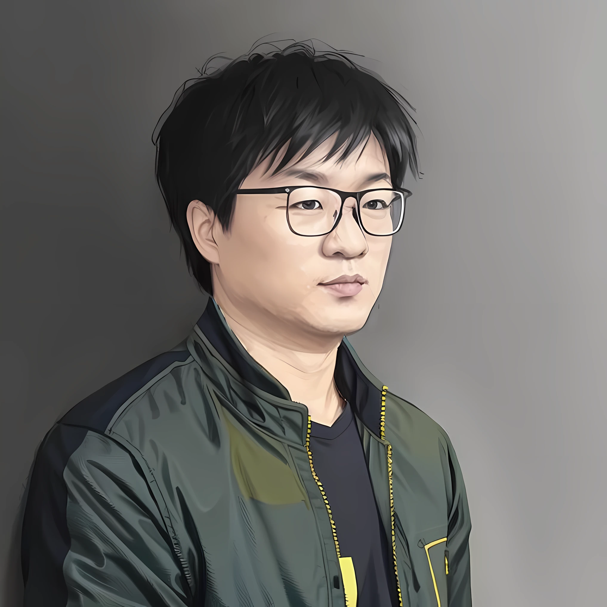 Alafeld man looking at a cell phone wearing glasses and jacket, zeng fanzh, xintong chen, huifeng huang, zmonzheng, author li zhang, zhelong xu, Liang Xing, Wang Qichao, yihao ren, Li Zixin, wenjun lin, jinyiwei, xiaofan zhang