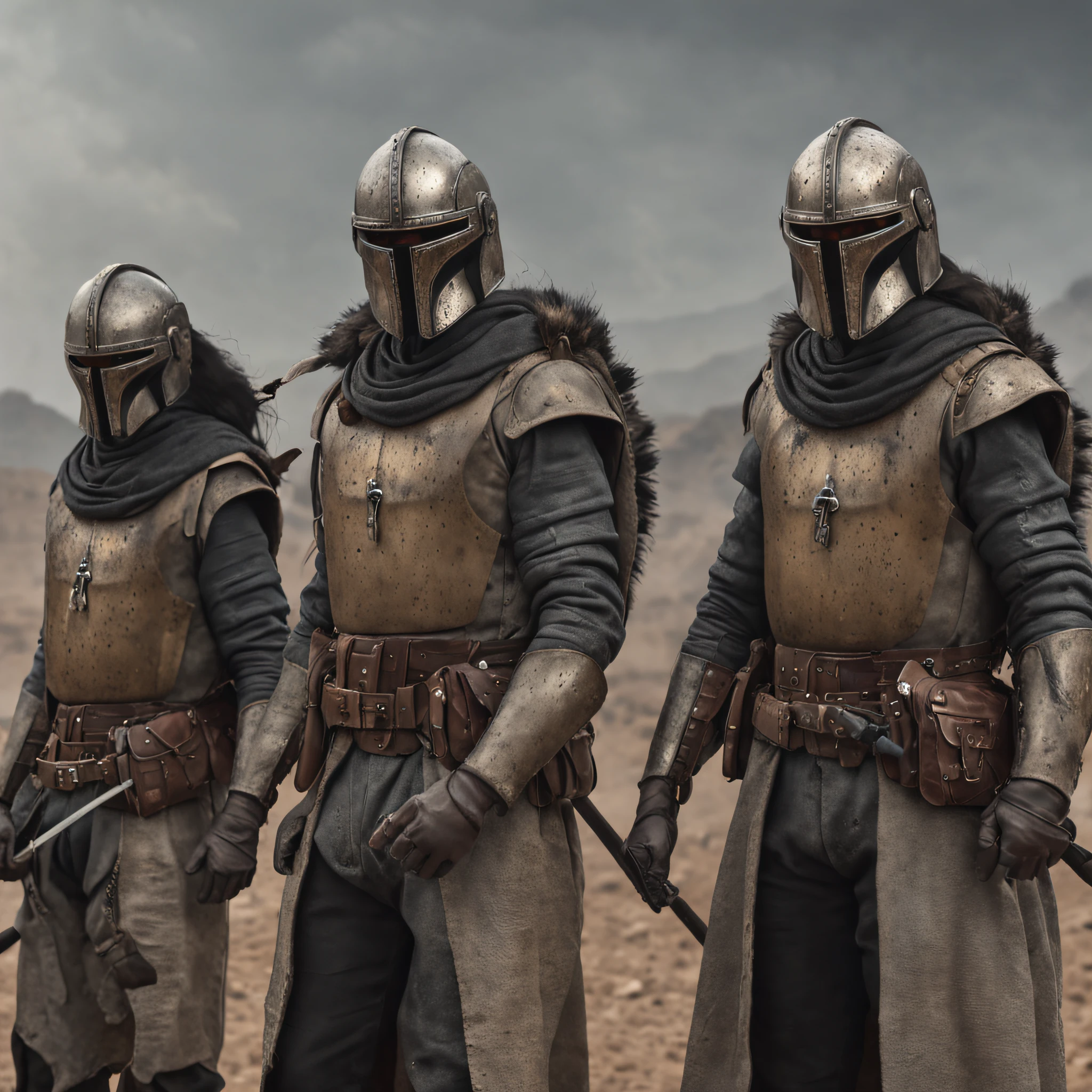 There are four soldiers standing,magic realism,master part, hiper HD, Super Detalhe, Detalhes altos, melhor qualidade, A high resolution, A high resolution, Premiados, anatomicamente correto, 8k,),(Retrato de 4 um nobres cavaleiros Ultron reptilianos ,Magois Empire, Renascimento)estilo homem de ferro,with axe in hand, poster art inspired by Kanō Hōgai, trending on pixabay, Renascimento, solomon kane. Samurai, Egito Antigo, Mangolia ,China.