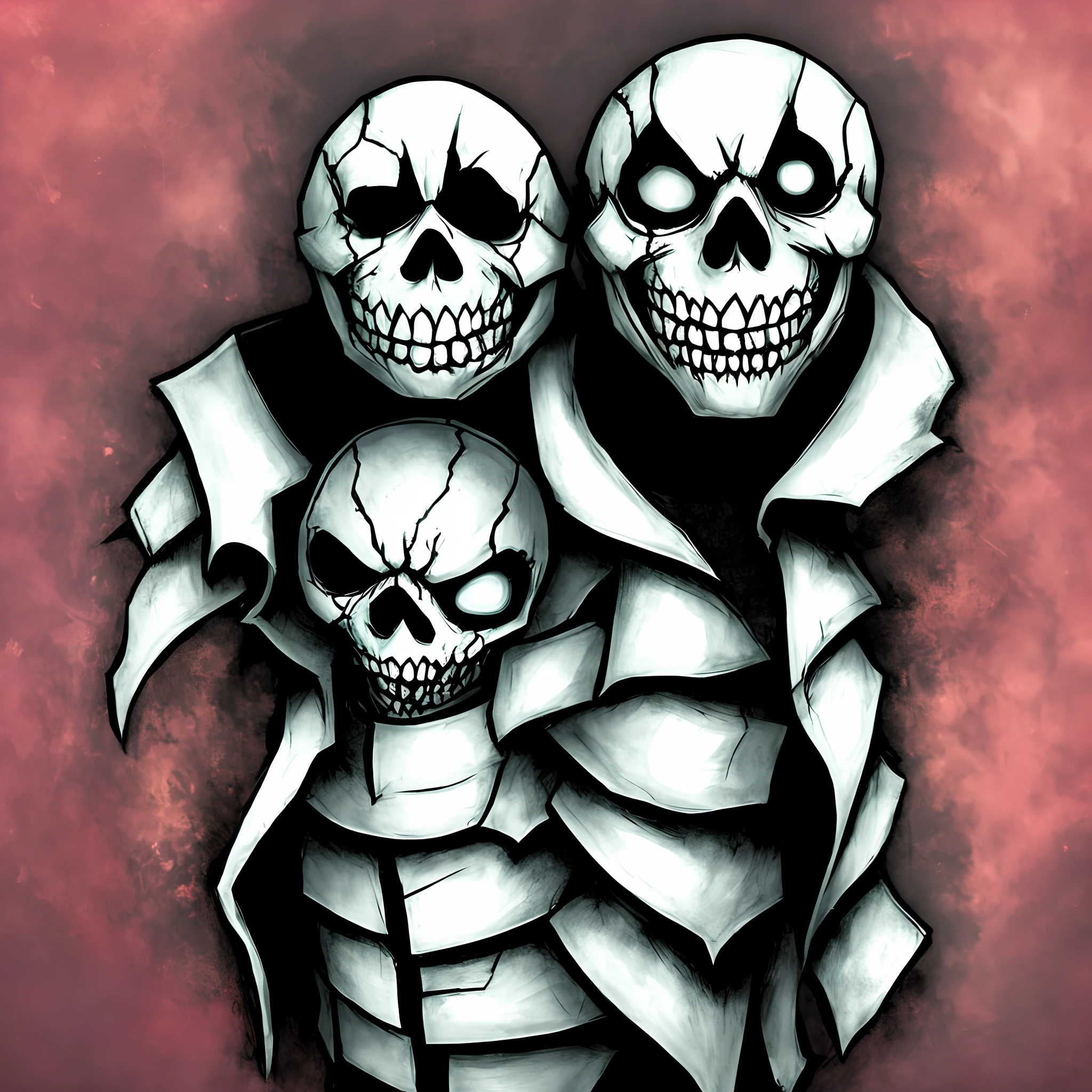 Sans skeleton, undertale, ink sans, horror sans, lust sans, Broken skull, bleeding skull, giant paint brush