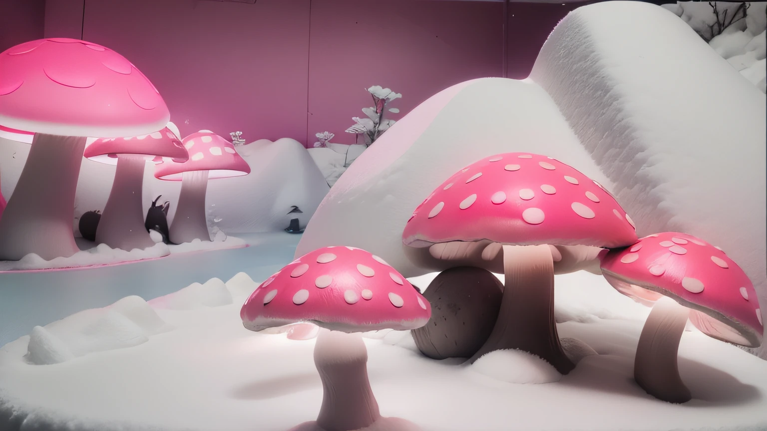 maquete. Neon dark pink mushroom. maquete. Neon Mushroom. Neve branca. maquete. neon light. cotton. maquete. dark pink mushroom.