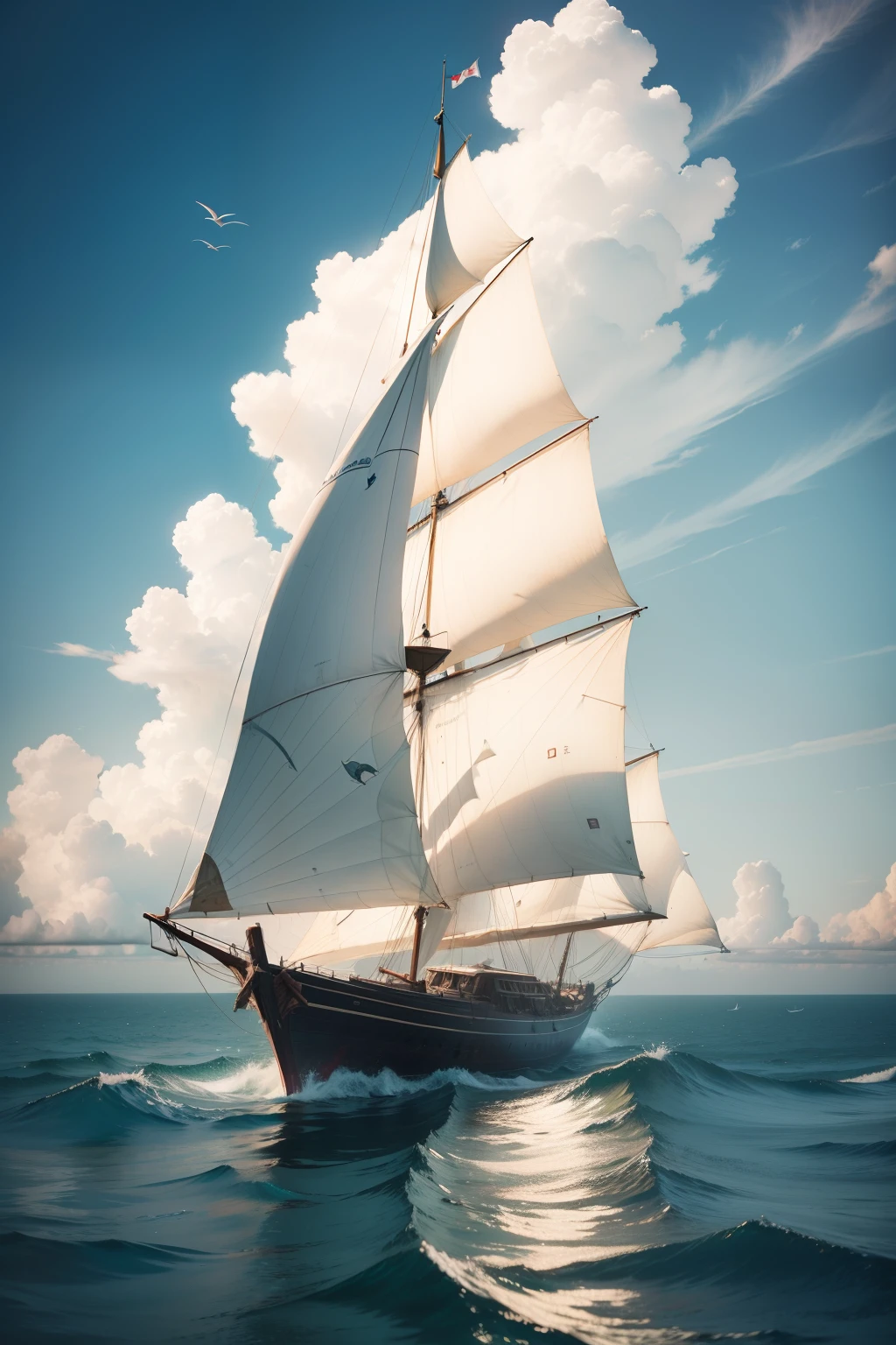 The lonely sail is far away