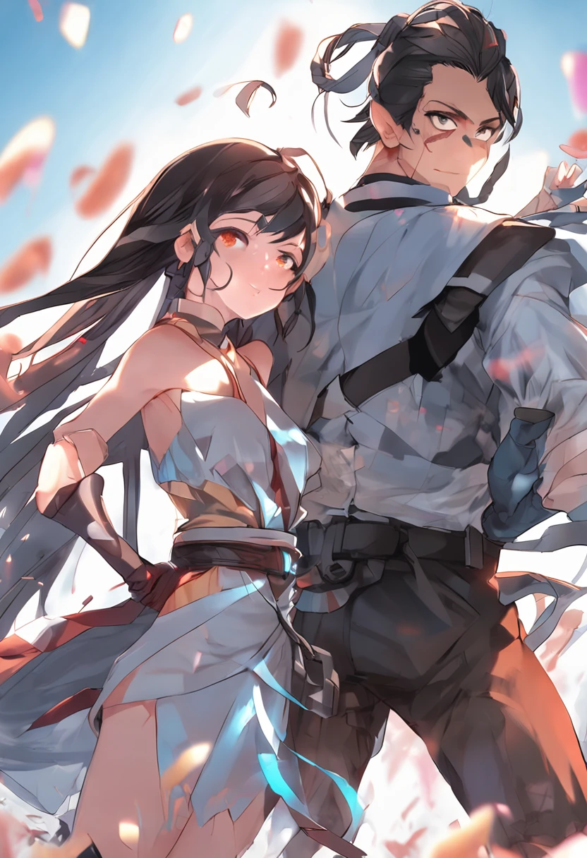 Asian men, 2 women torture a man, man knee down, naughty, celebrating, Full body Beautiful anime style girl, clean detailed faces, nude 100%, analogous colors, glowing shadows, beautiful gradient, depth of field, clean image, high quality, high detail, high definition, normal, cute face, heroic, chastity, victory