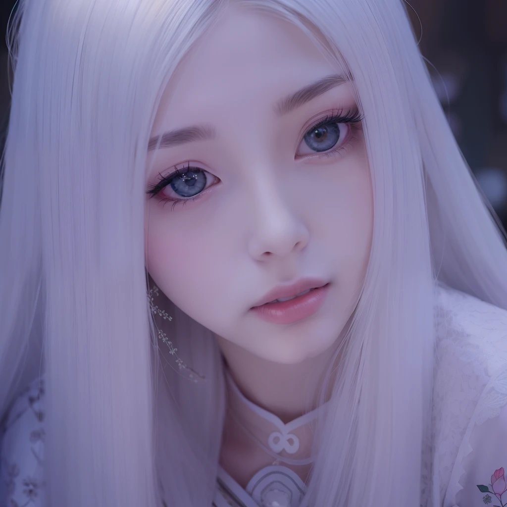 1girl, close up, white haired, best photography, 50mm lens, realistic