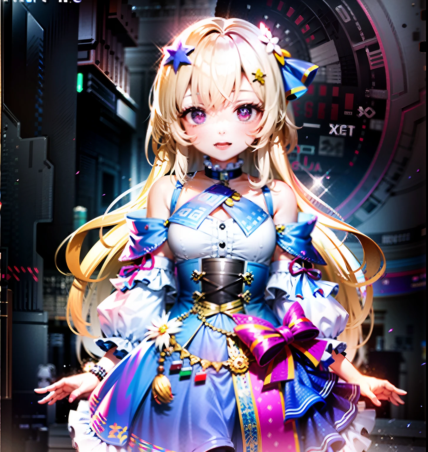 Ultra high resolution handheld microphone 1 girl standing on stage