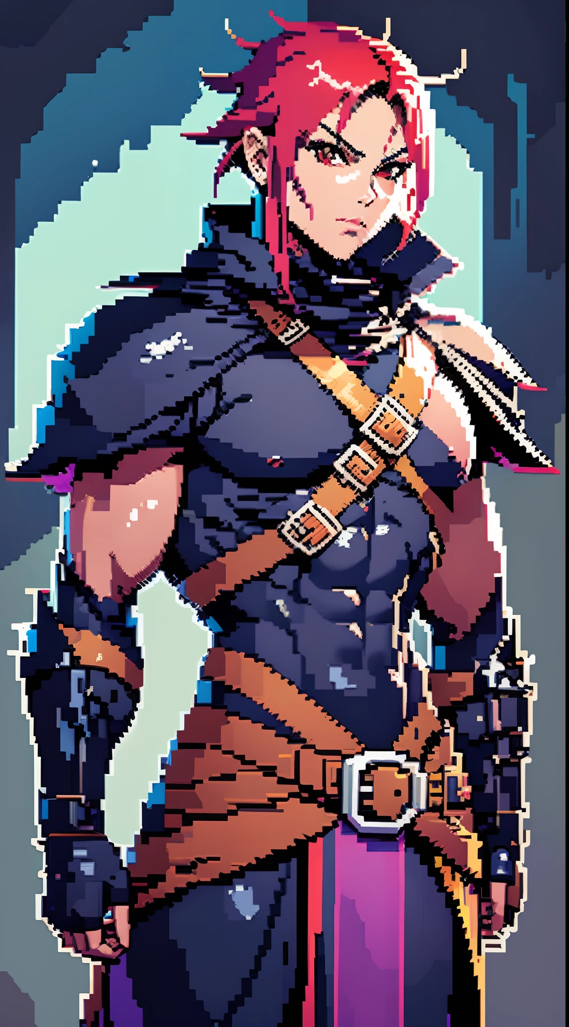 pixel art, portrait, 1 boy, rogue, rogue armor, stealthy and stylish, vibrant colors, clean lines