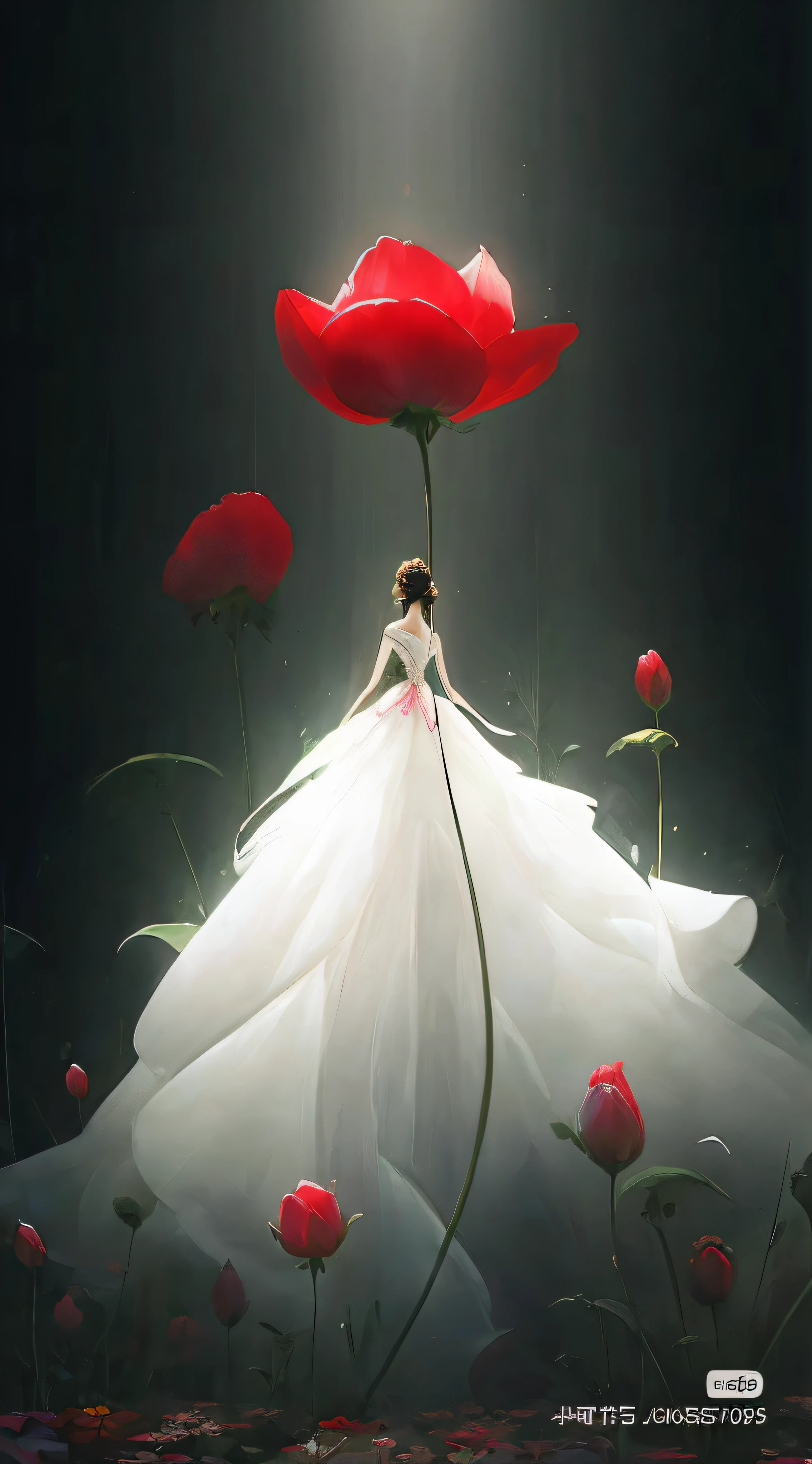 there is a woman in a white dress standing in a field of flowers, Beautiful digital artwork, Exquisite digital illustration, Beautiful digital illustration, A beautiful artwork illustration, digital art of an elegant, stunning digital illustration, inspired by Wadim Kashin, Very Beautiful Digital Art, elegant digital painting, inspired by Igor Kieryluk, beautiful digital art, lady with glowing flowers dress