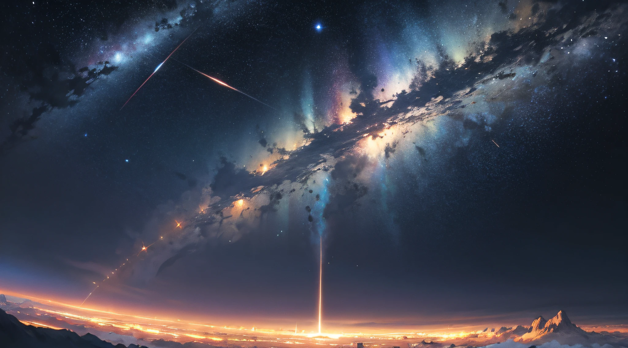 ridiculous resolution, high resolution, (masterpiece:1.4), super detailed, stars, seen from above, space, floating, --v 6