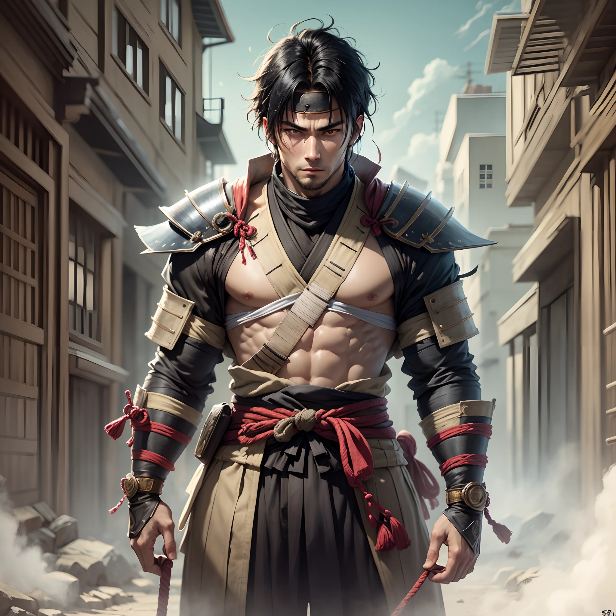potrait,handsome,shinobi style,man,black hair --auto --s2