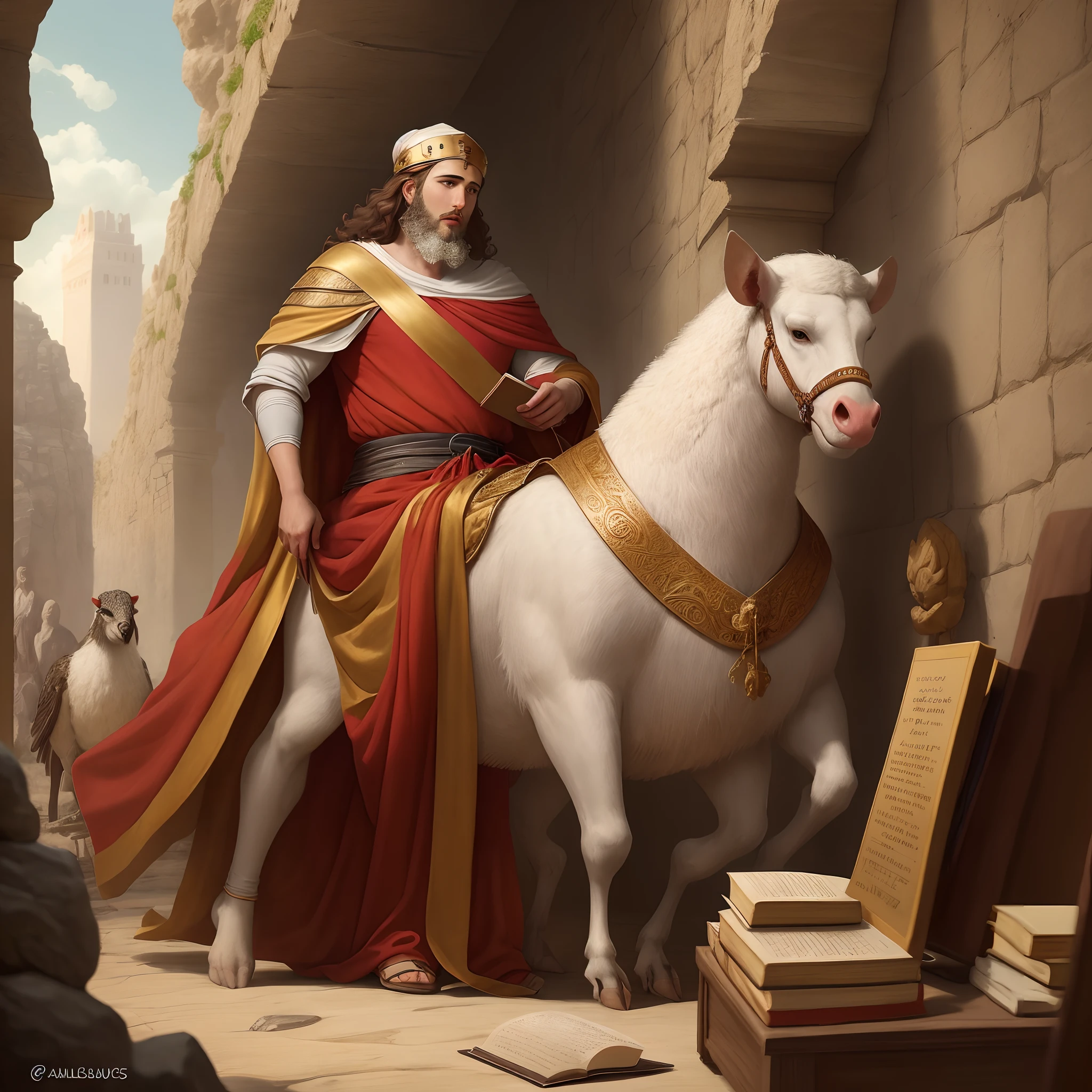 David was an important biblical character and the second king of Israel. His story is found mainly in the books of Samuel in the Bible. Ele era originalmente um pastor de ovelhas e se tornou conhecido por derrotar o gigante filisteu chamado Golias com uma pedra e uma funda.