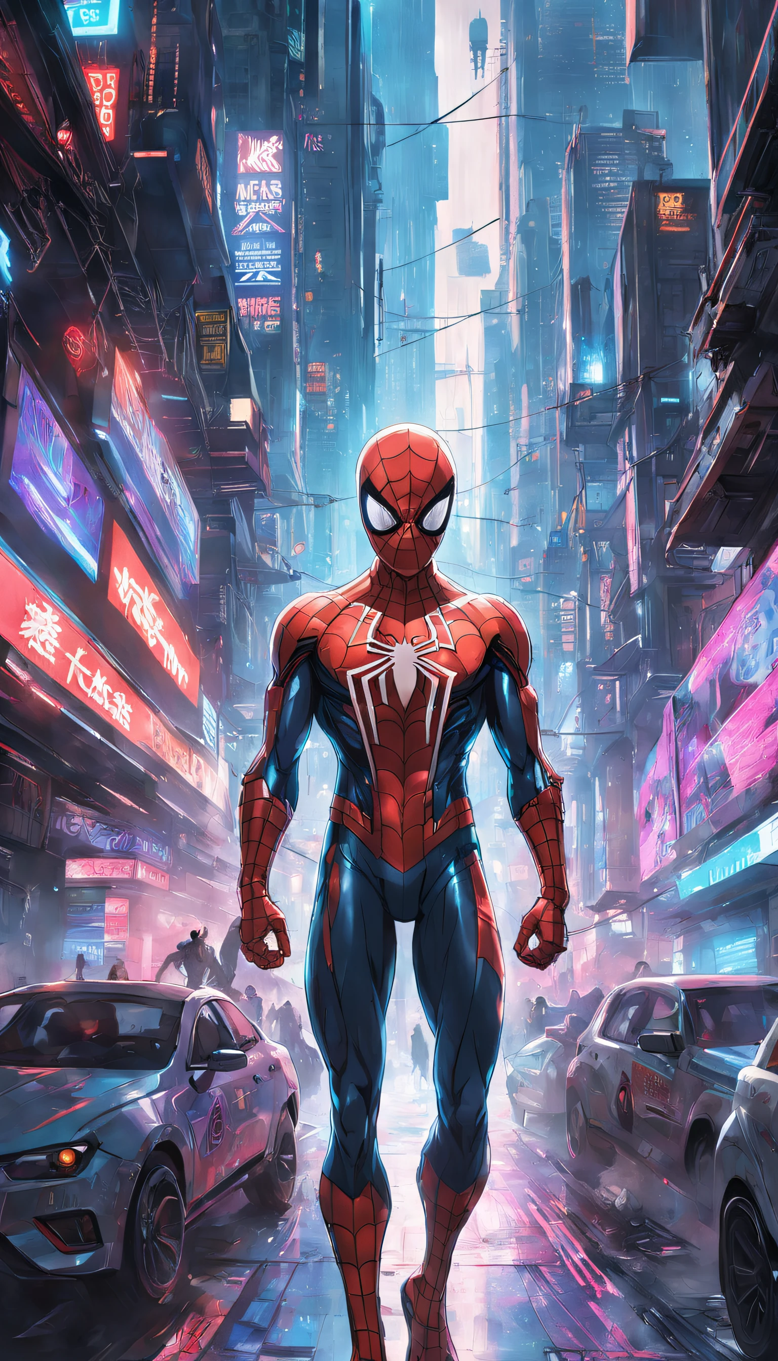 Get ready to witness the merging of the worlds of Spider-Man and Cyberpunk in one breathtaking image. Nesta obra-prima visual em 8K, You will be transported to a futuristic and dystopian environment, where the iconic Marvel hero gets a new look.
O Homem-Aranha surge em uma paisagem urbana imponente, dominated by gigantic skyscrapers and holographic advertisements that shine brightly. The neon lights reflect off his cybernetic armor, creating a striking contrast between the hero's characteristic red and blue and the oppressive darkness of the environment.
Seu traje, remodelado para se adequar ao estilo Cyberpunk, features metallic details and futuristic lines, combining functionality and futuristic aesthetics. The advanced fabric, adornado com circuitos luminosos, it seems to pulsate with electronic energy as Spider-Man prepares to face the challenges of this chaotic world.
The surrounding city is full of characteristic elements of the Cyberpunk style, como carros voadores, cyber implants, Drones and robots, Adding a unique and technological atmosphere to the image. The contrast between the grandeur of the buildings and the presence of Spider-Man in the midst of this dystopian landscape conveys a sense of solitary heroism and resilience against adversity.
A qualidade impressionante em 8K permite que cada detalhe seja visualizado com clareza e realismo, from the intricate webs cast by Spider-Man to every reflection and texture in the futuristic environment.
Get ready to marvel at this epic junction between the Spider-Man universe and the Cyberpunk aesthetic, in an image that will captivate your imagination and transport you to a world where action, a tecnologia e a aventura se unem em perfeita harmonia.