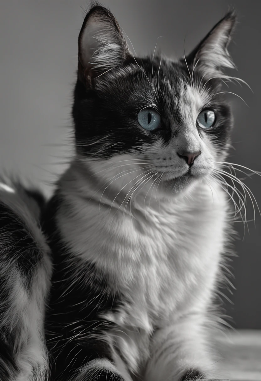 cat, black and white