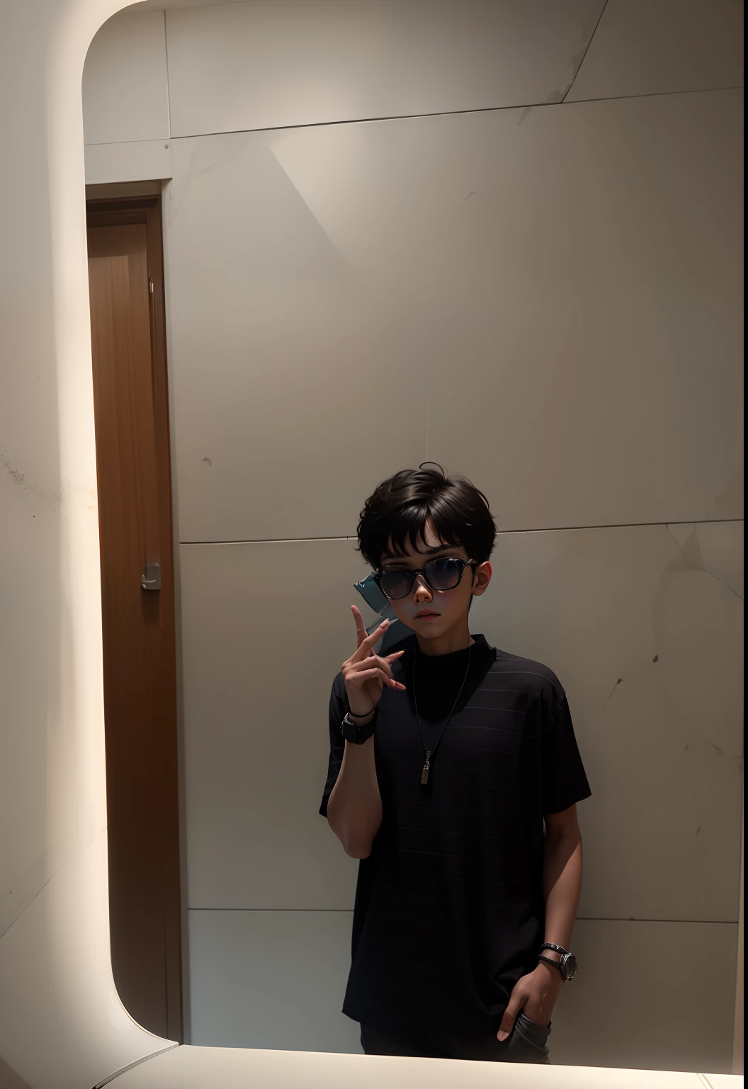 Boy with Cool glasses futuristic background and simpal face 4k quality hd
