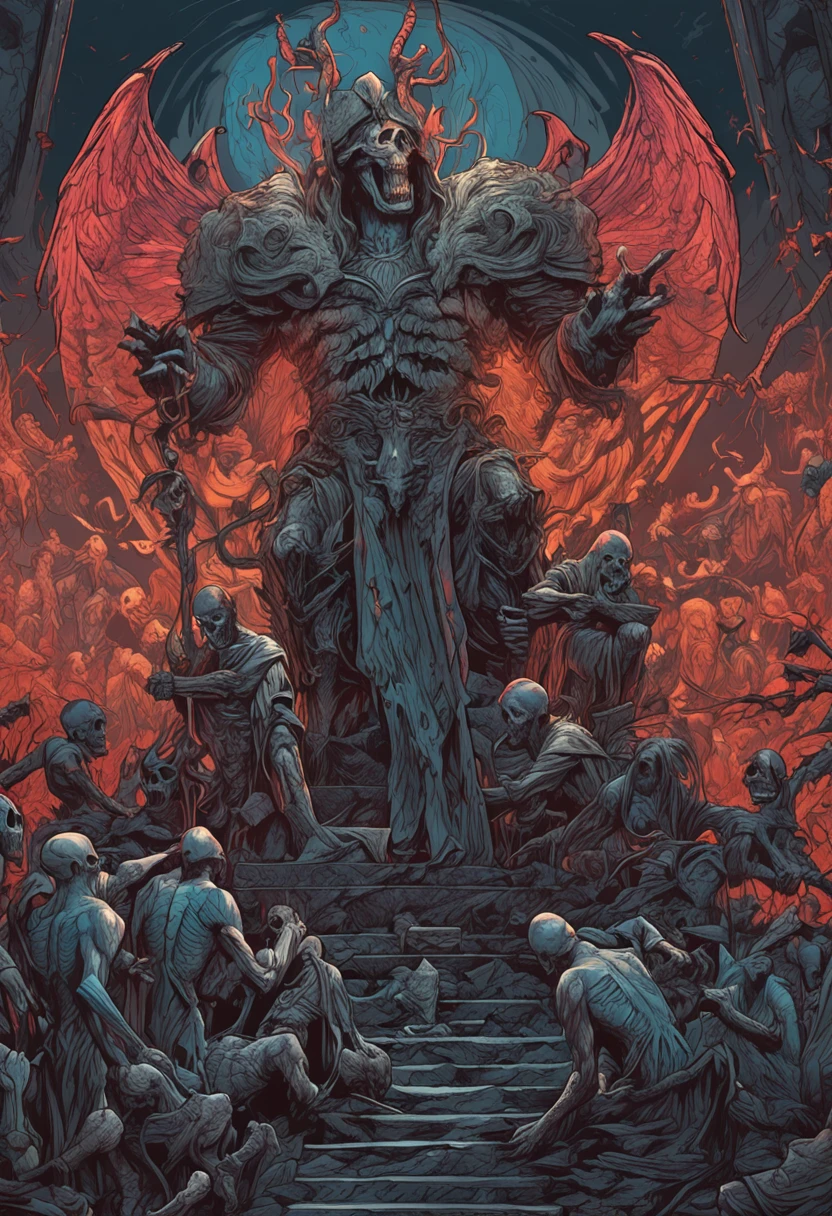 The king of hearts, death tarot card, highly detailed, half skull face, cinematic, 8 k, by megan duncanson, benjamin lacombe, adrian borda, stanley artgermm, tom bagshaw, craig mullins, carne griffiths, ayami kojima, beksinski, giger, trending on deviantart, hyper detailed, horror, full of colour --auto --s2