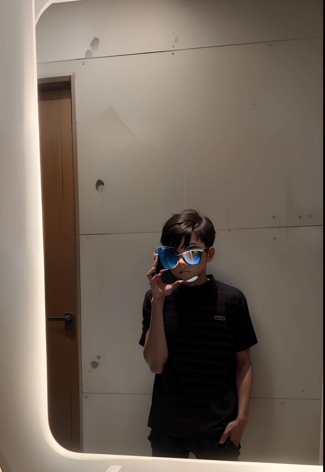 Boy with Cool glasses futuristic background and simpal face 4k quality hd
