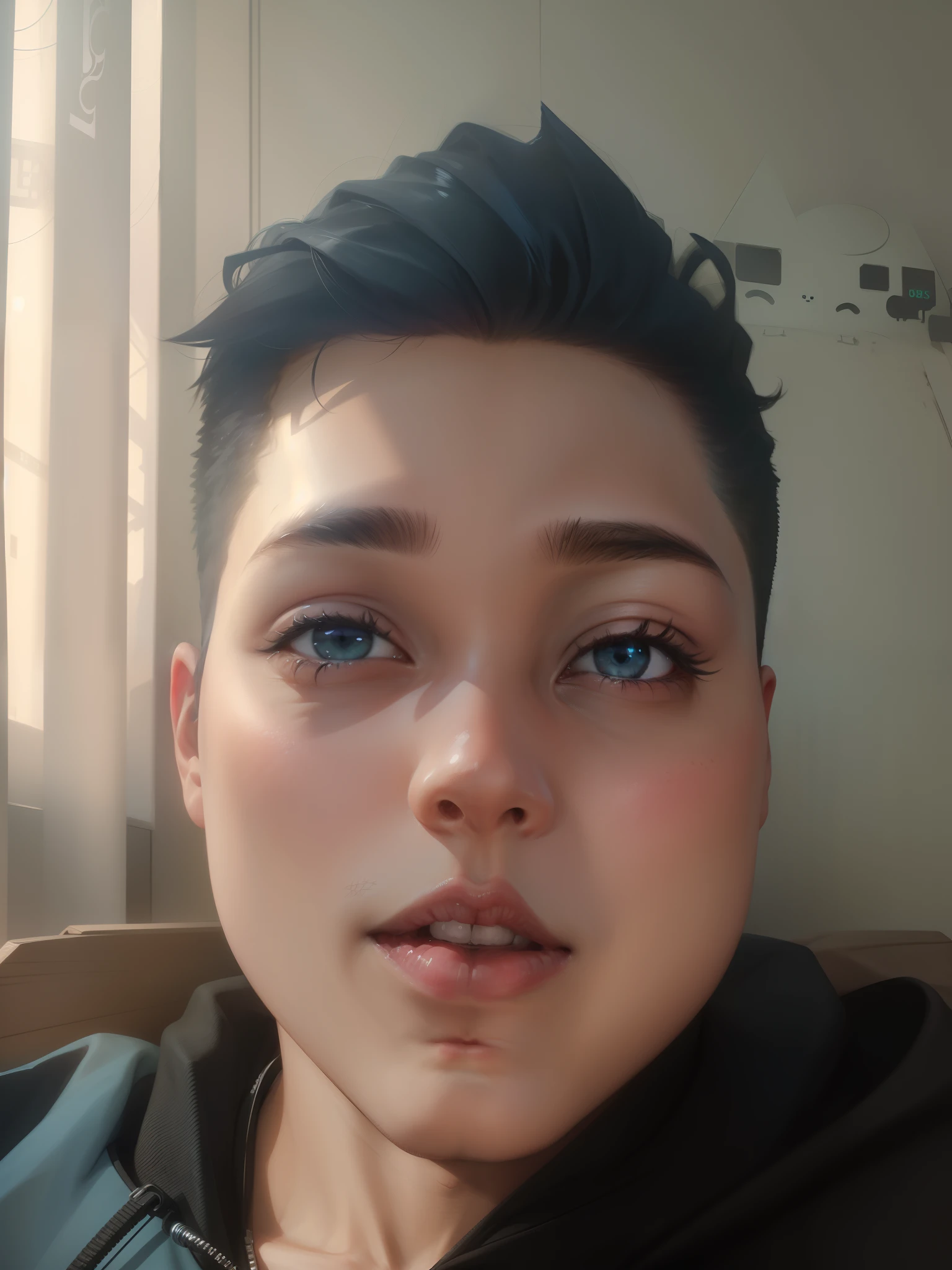 A Cute Boy, Cyberpunk Style,Wearing a hoodie shirt,HD resolution,High quality