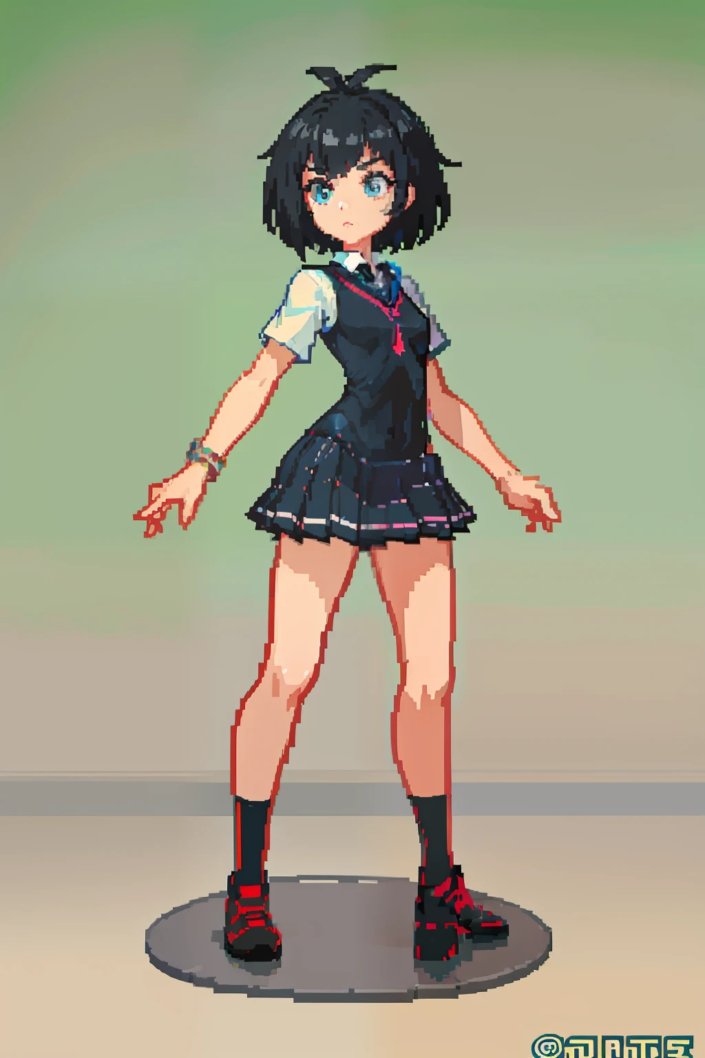 Illustration, UHD, retina, masterpiece, accurate, anatomically correct, super detail, high details, high quality, award winning, best quality, highres, good anatomy, 1080P, HD, 4K, 8k, 16k, 1girl, dynamic pose, androgynous, full body, detailed eyes, detailed clothes, detailed hair, rendering, pixel, Peni Parker, Nice Legs