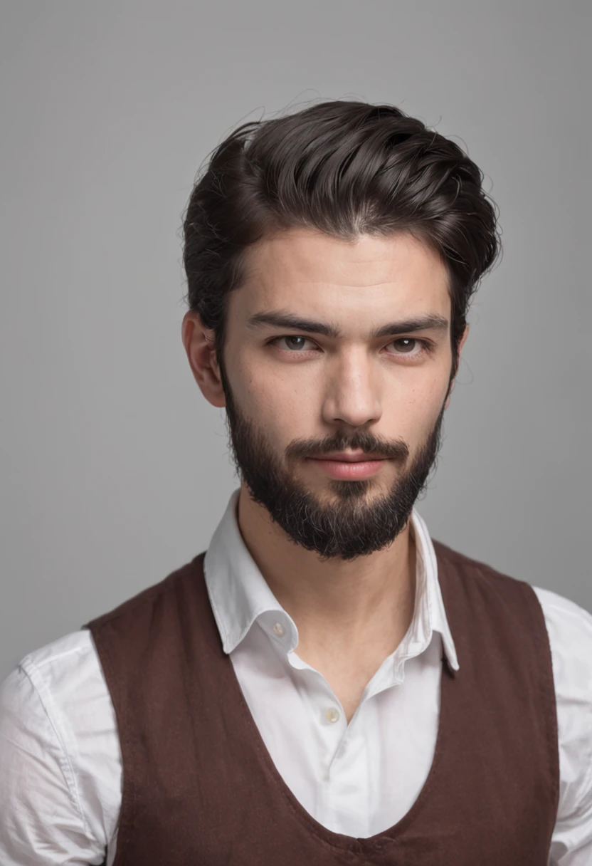 homem meia idade, cabelos curto preto, olhando pro horizonte, NOT BEARD