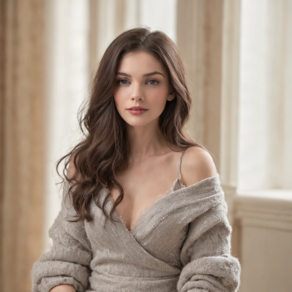 Transition to a cozy living room, where the ambiance is inviting and warm. Our subject, a 30-year-old woman with thick, dark hair, continues to exude her captivating presence, reminiscent of the stunning Jade Taylor. Her age, whether she appears as a 27-year-old, a 23-year-old, a 28-year-old, or even a 29-year-old, remains a subtle detail in this captivating scene.

In this welcoming living room, position the camera slightly farther away, capturing her entire body figure as she sits comfortably. The setting highlights her beauty and allure in a more expansive view, emphasizing her grace and confidence in this relaxed living space. This photograph encapsulates her charm and elegance, showcasing her in all her glory.