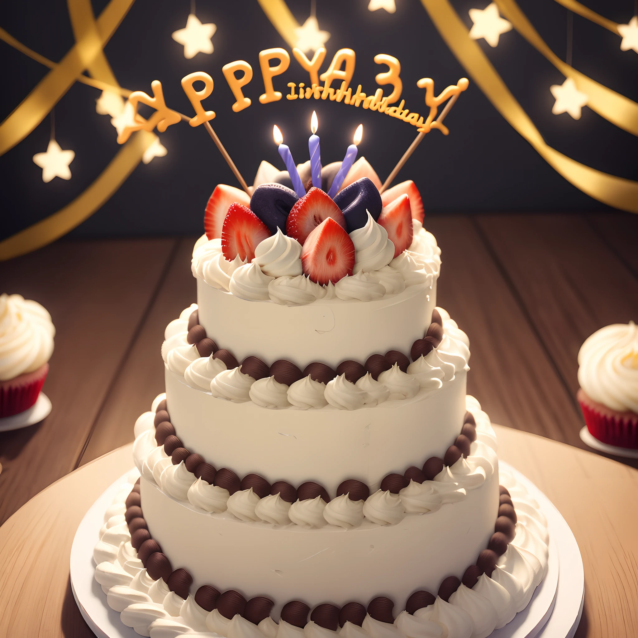 happy birthday、a cake、Background decoration