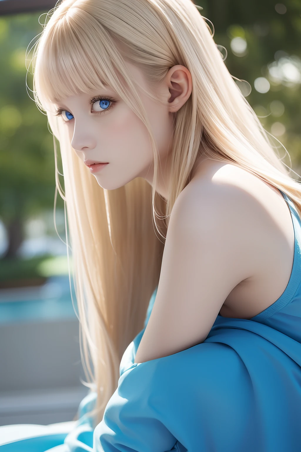 Beautiful Nordic Beauty、Blonde Beauty、Clear blue eyes、FULL BODYSHOT、Narrow constricted waist