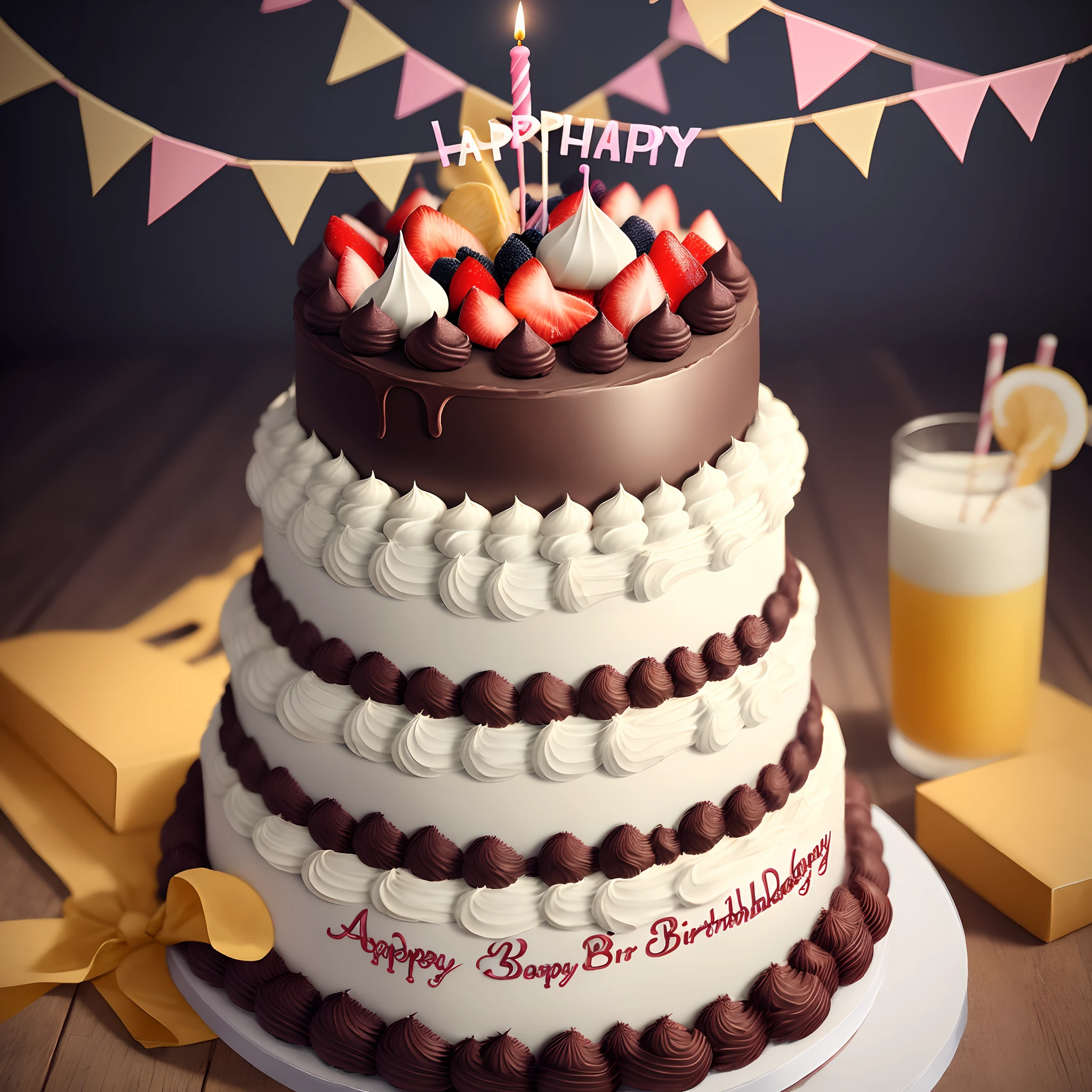 happy birthday、a cake、Background decoration