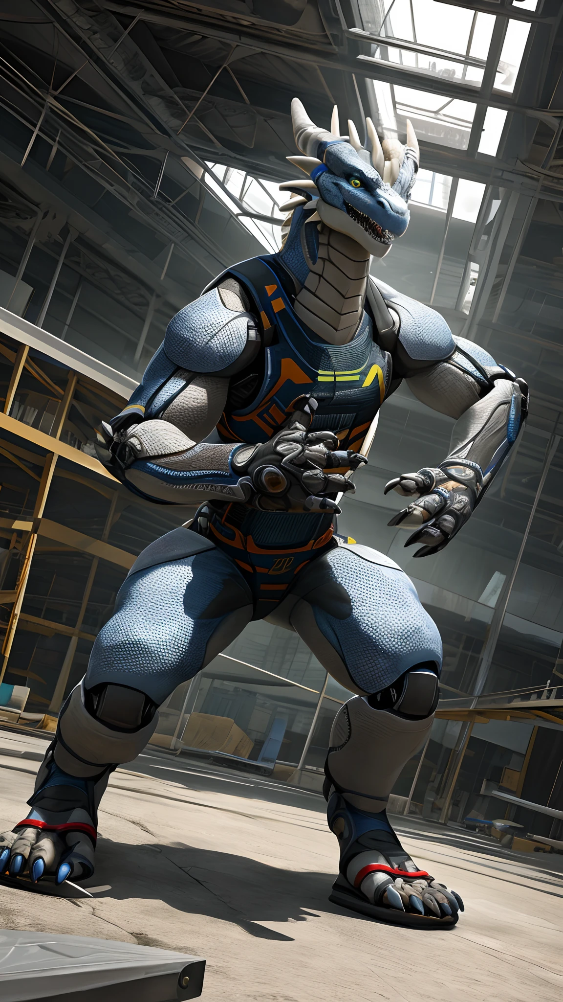 Bionic robot dragon,female,Gilet blanc,white panties,sandals,Fight indoors,HD graphics,Detailed and realistic,high detal,high qulity,photo-realistic,photorealistic eye,Detailed paws,Clear eyes,Masterpiece artwork