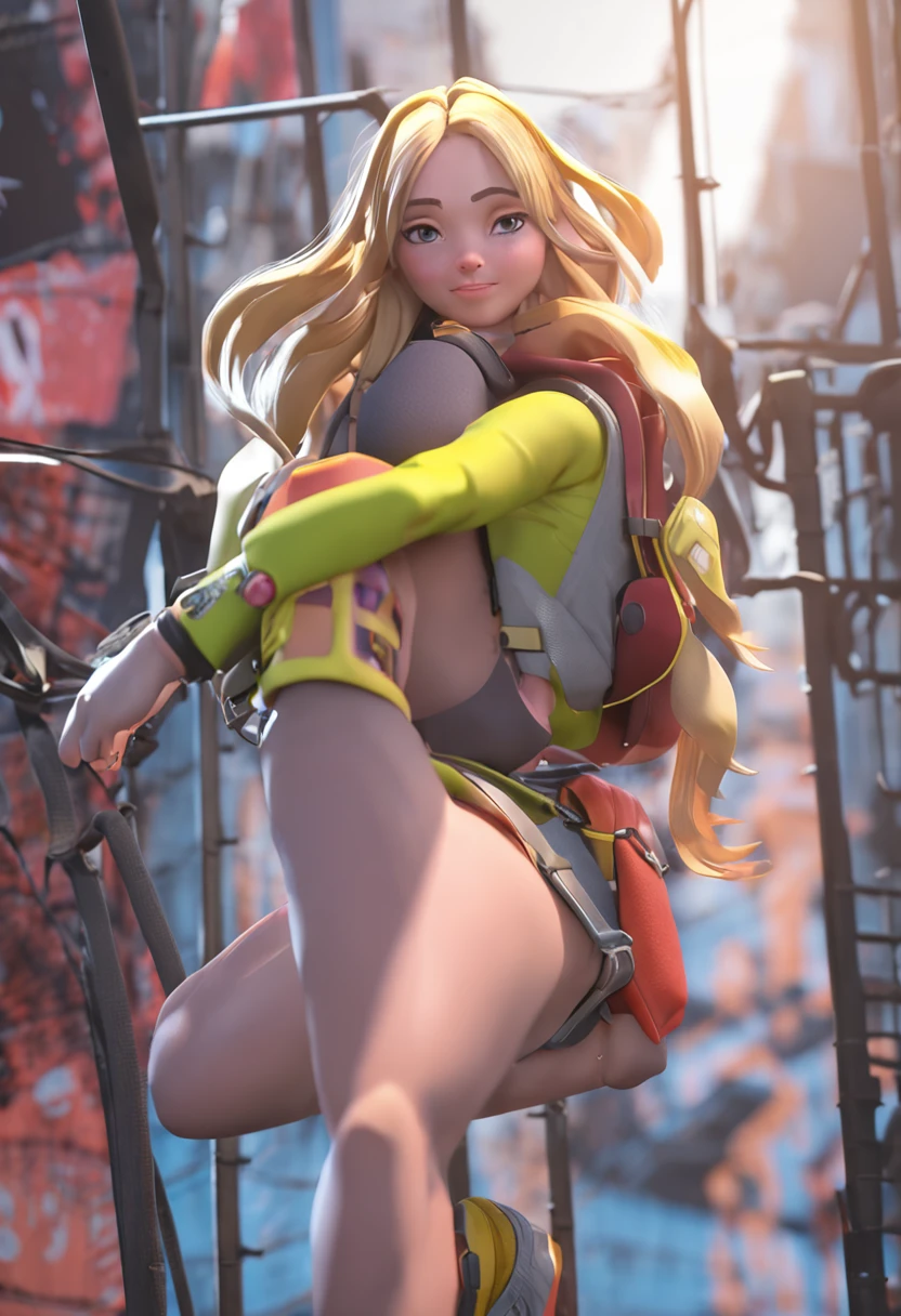 There is a poster with a cartoon character without clothes, Naked blonde girl with long hair and big ass, with open legs showing her hairless sex, Rendering animation styles, lindo renderizado 3D, Small characters. Motor Unreal 5, Anime estilizado, Lindo arte digital detallado, Atey Ghailan 8 K, Renderizado 3D estilizado, Renderizado surrealista de aventura, Estilo anime 3D, Renderizado 3D estilizado,
