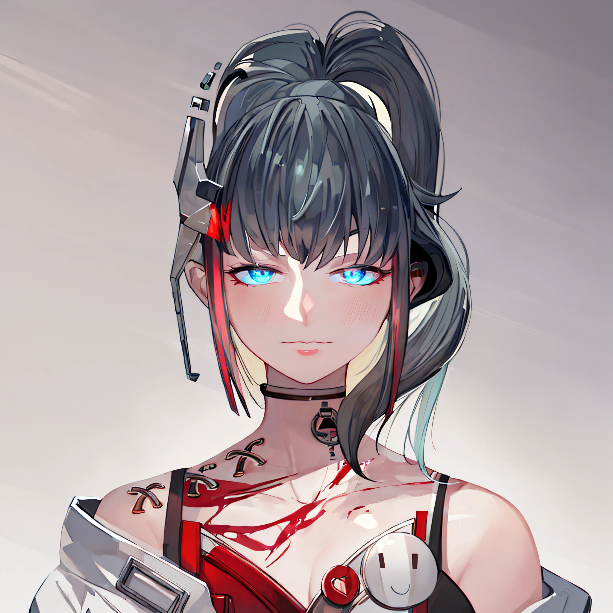 (masterpiece,best quality:1.4),1mechanical girl,((ultra realistic details)),super fine illustration,shiny skin,detailed skin,detailed face,detailed eyes, an extremely cute and beautiful girl,cowboy shot,beautiful face,ultra-high-resolution illustrations, cowboy shot, wide shot,global illumination, shadows, octane render, 8k, ultra sharp,metal,intricate, ornaments detailed, cold colors, egypician detail, highly intricate details, realistic light, trending on cgsociety, glowing eyes, facing camera, neon details, machanical limbs,blood vessels connected to tubes,mechanical cervial attaching to neck,wires and cables connecting to head,blood,killing machine