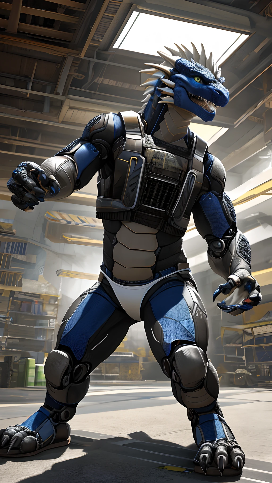 Bionic robot dragon,female,Gilet blanc,white panties,sandals,Fight indoors,HD graphics,Detailed and realistic,high detal,high qulity,photo-realistic,photorealistic eye,Detailed paws,Clear eyes,Masterpiece artwork,Five-fingered hands