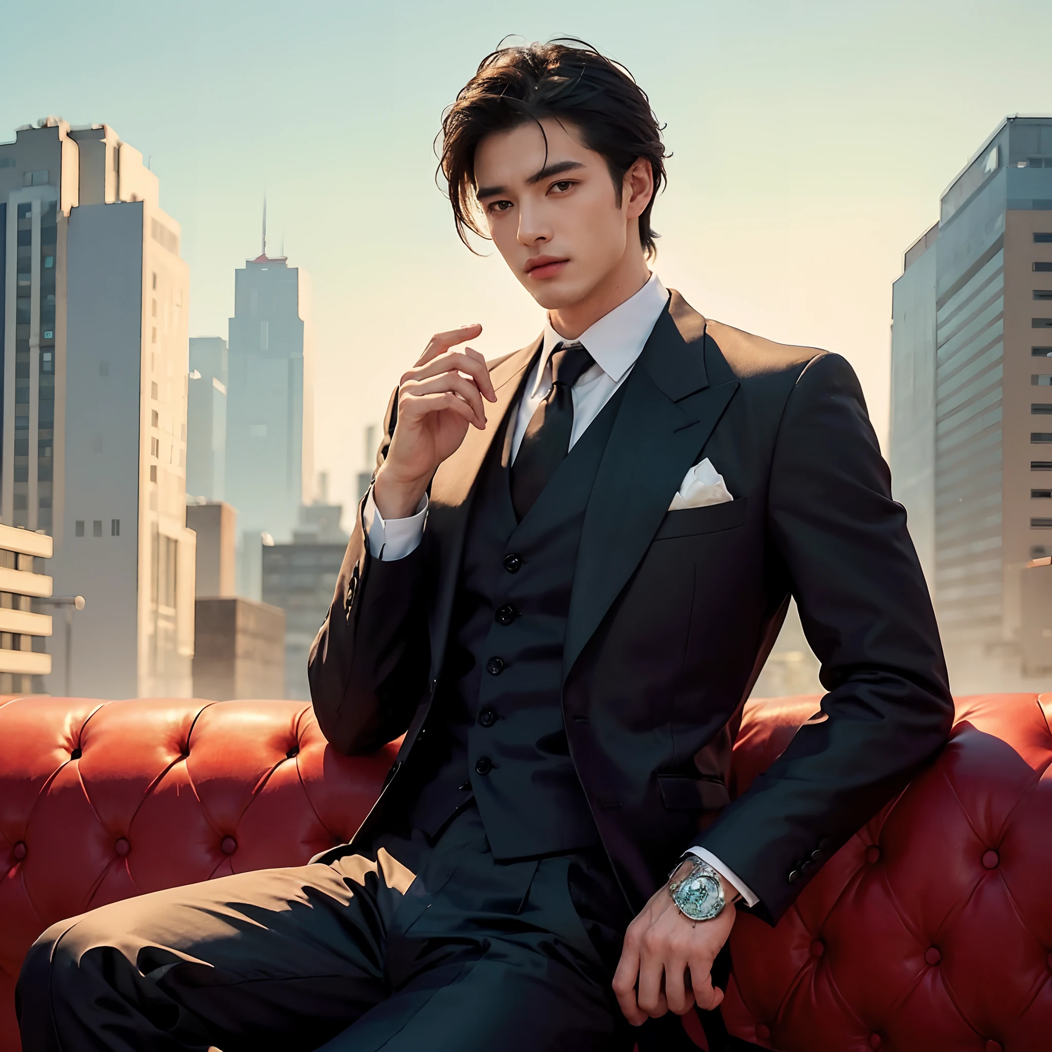 A man,primitive, Masterpiece, ultra fine photos, Best quality, Ultra-high resolution, Realistic, Sunny, full-body portraits, Amazing man, Dynamic posture, exquisite face, Vibrant eyes, Very detailed background, Detailed face, detailed tidy background, Gorgeous, High detail skin, Realistic skin details, Visible pores, Clear focus, volume fog, 8K UHD, Digital SLR, High quality, filmgrain, Fair skin, Realism,(((Handsome man:1.4)))