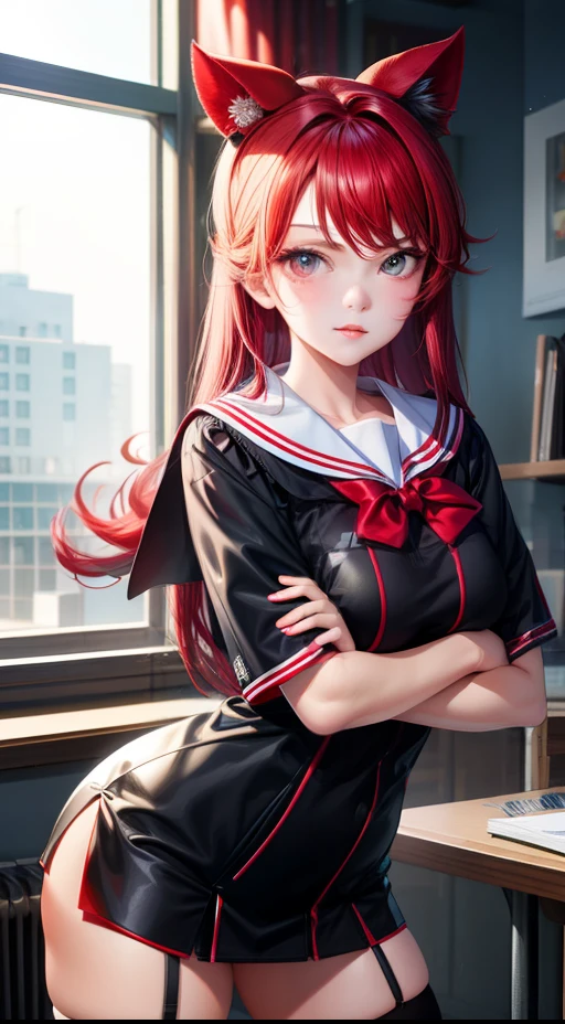 Realistis, Kizi,Student clothes, Raised sexy,Be red in the face,black lence stockings