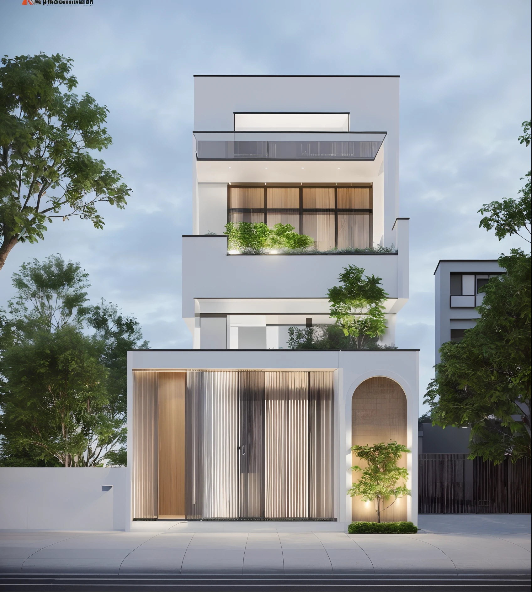 rendering of a modern residential townhouse, professional render, wide angle exterior 2023, highly detailed render, high quality rendering, realistic render, architectural render, high-quality render, detailed rendering, hyper-realistic render, hyper - realistic render, very realistic 3 d render, high render, realistic rendering, very realistic render